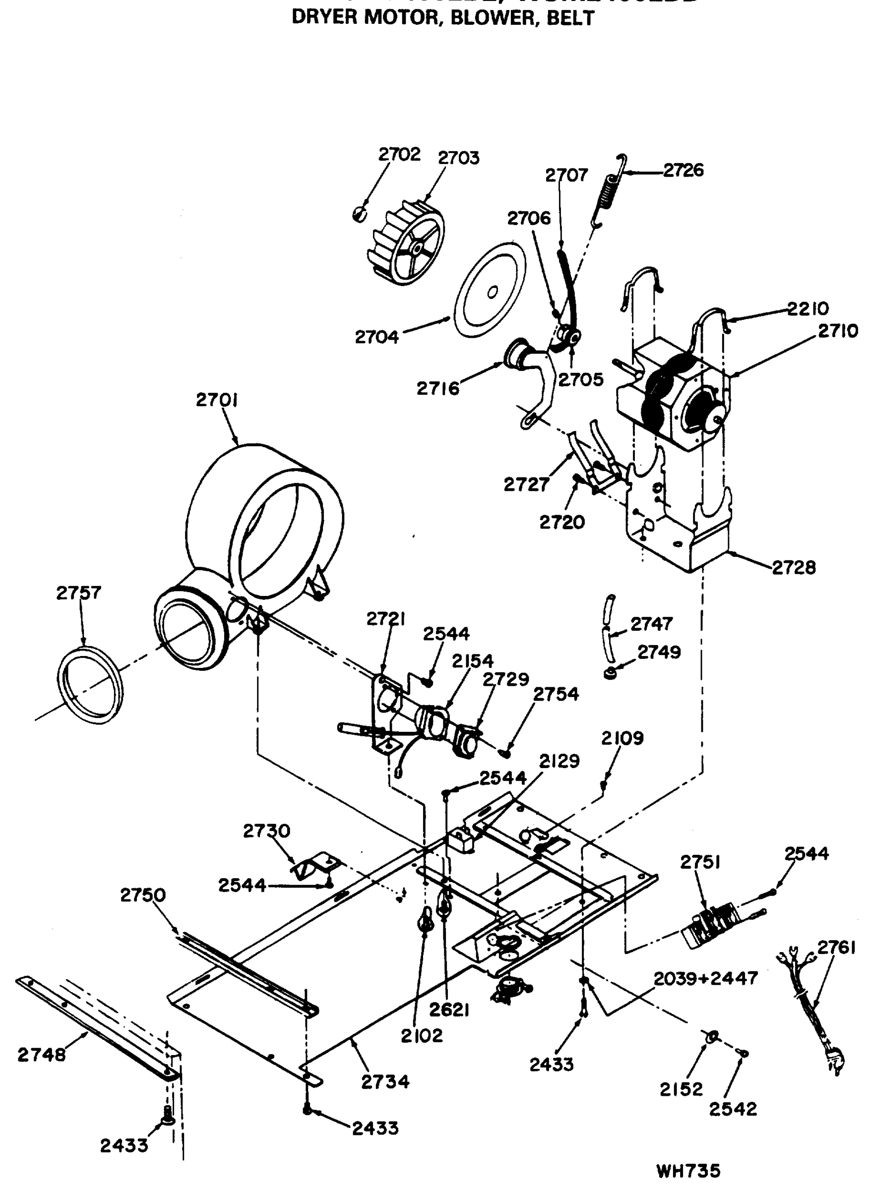 DRYER MOTOR, BLOWER, BELT