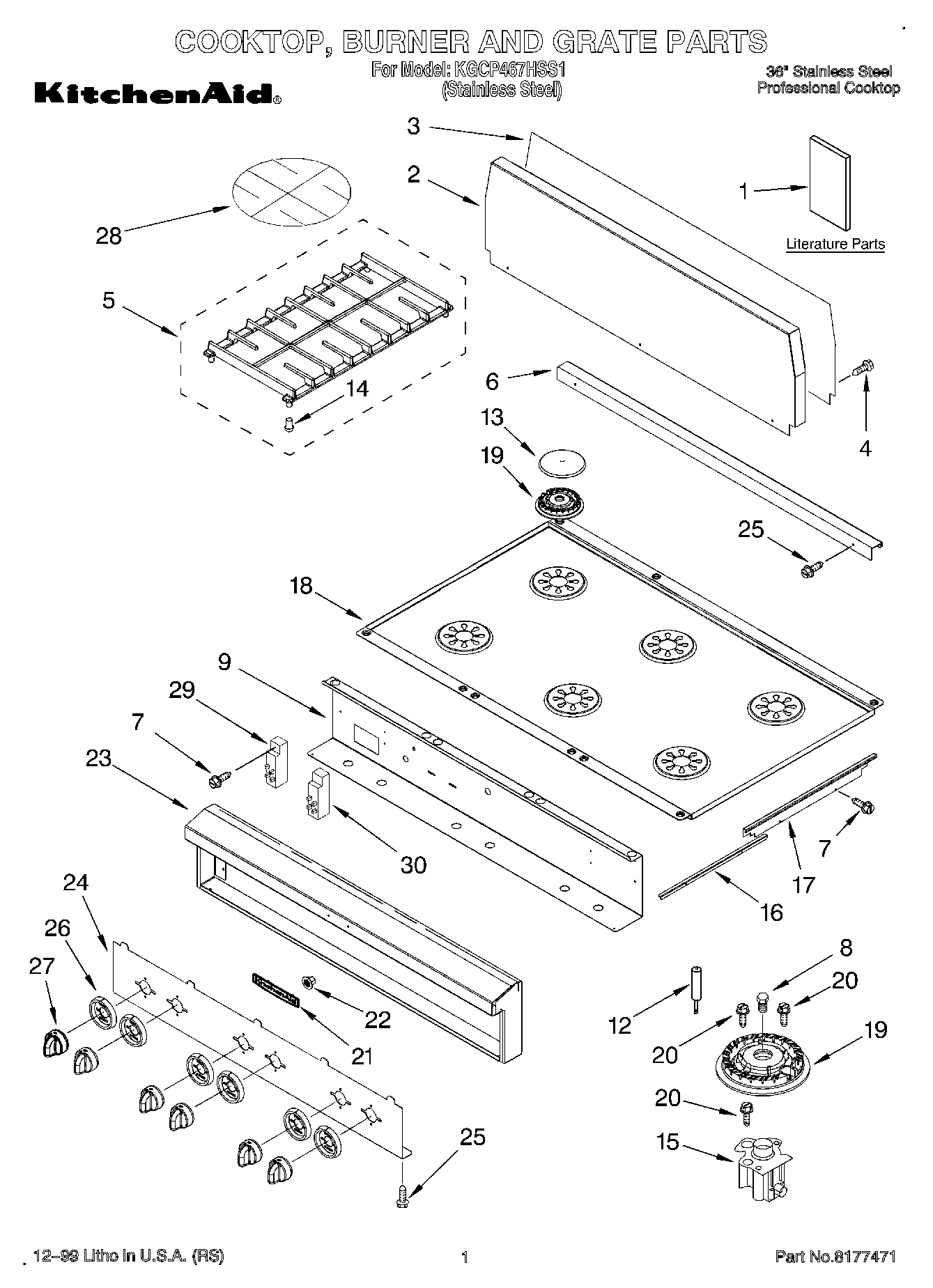 01 - COOKTOP, BURNER AND GRATE PARTS