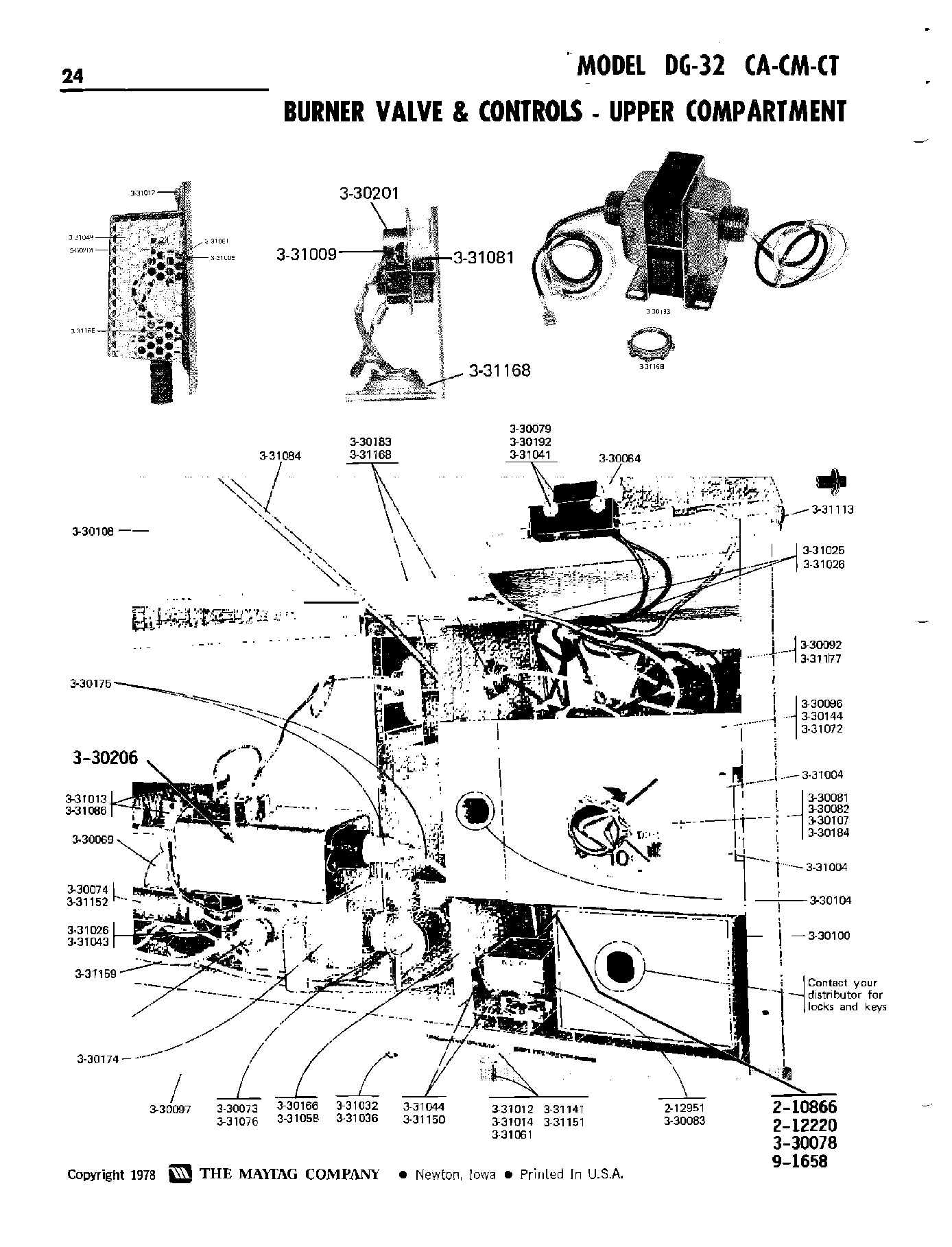 10 - BURNER VALVE & CONTROLS-UPPER COMP.