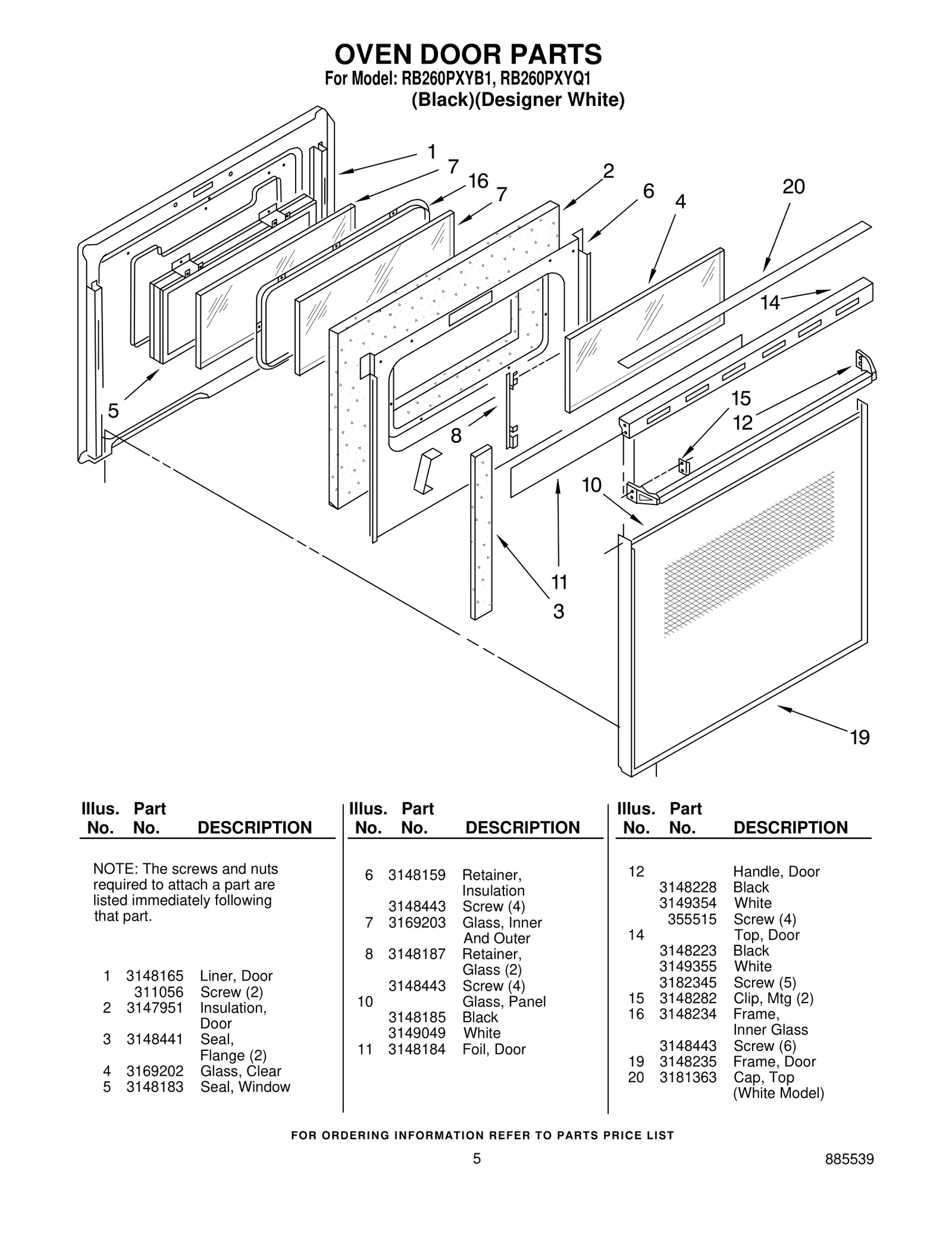 OVEN DOOR PARTS
