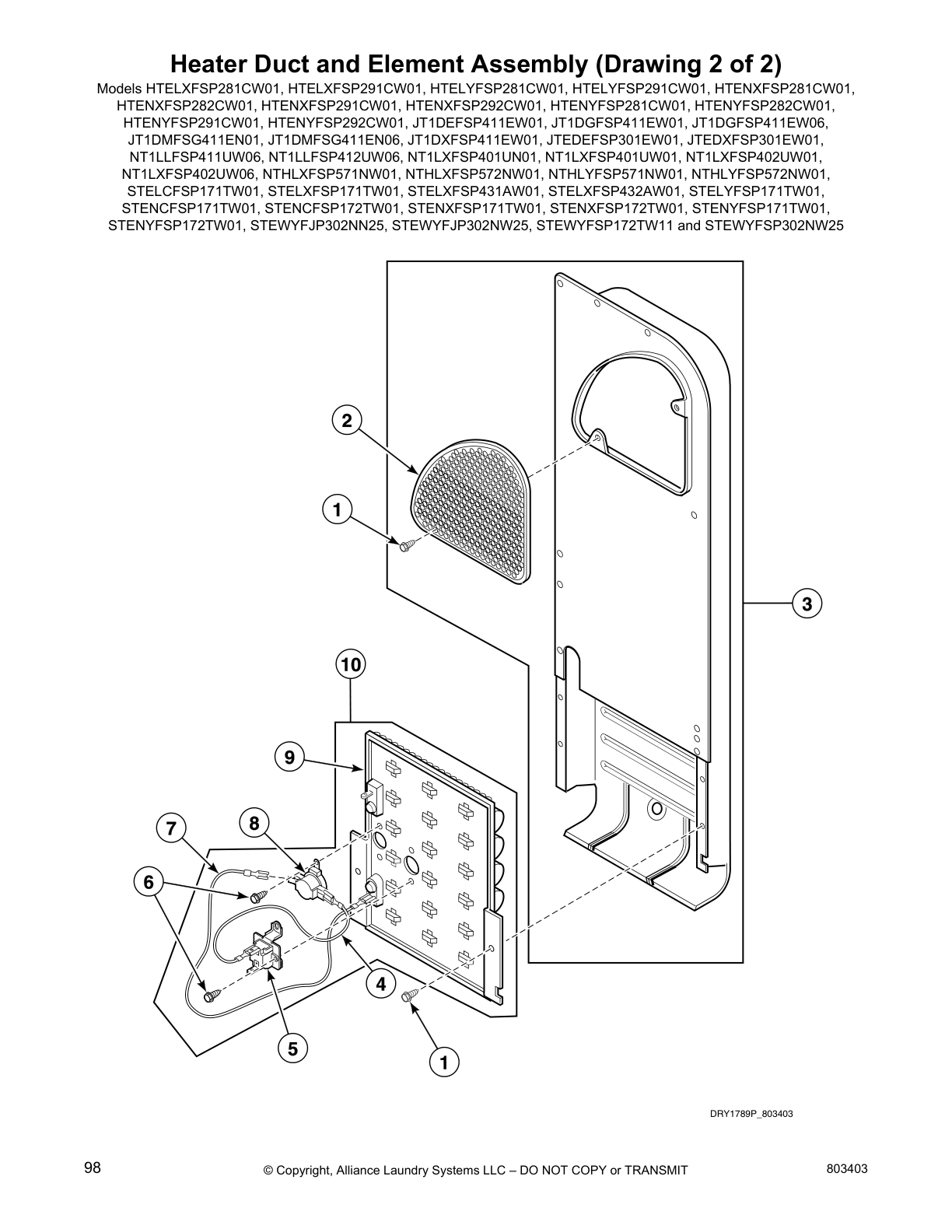 Heater Duct and Element Assembly (Drawing 2 of 2)
