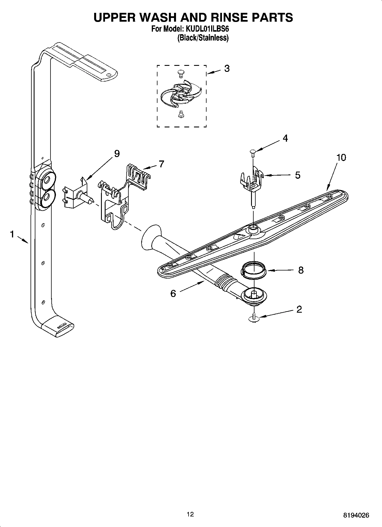 10 - UPPER WASH AND RINSE PARTS