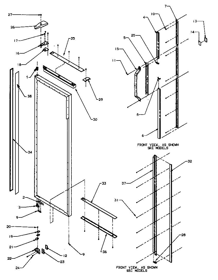 10 - REF DOOR HINGE AND TRIM PARTS