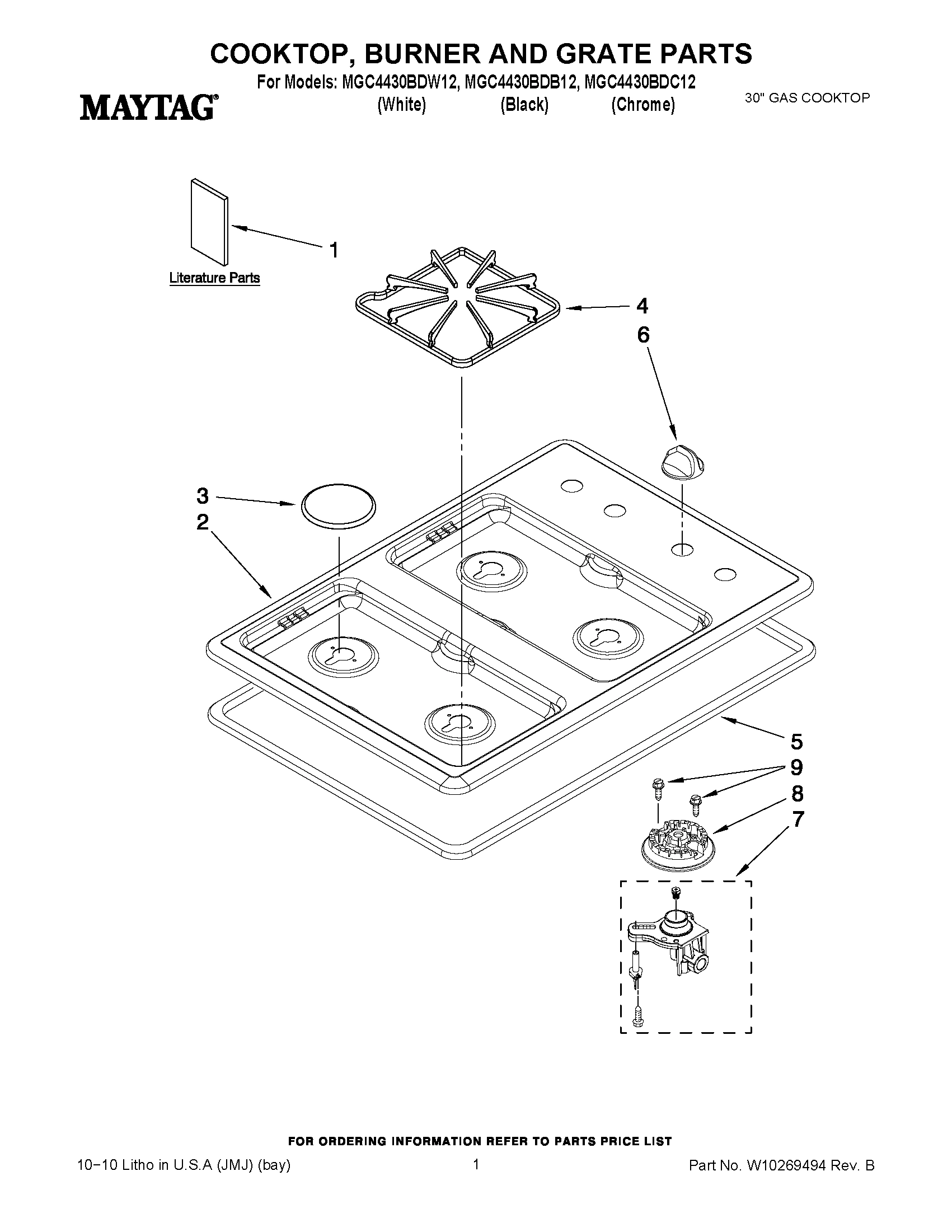 01 - COOKTOP, BURNER AND GRATE PARTS