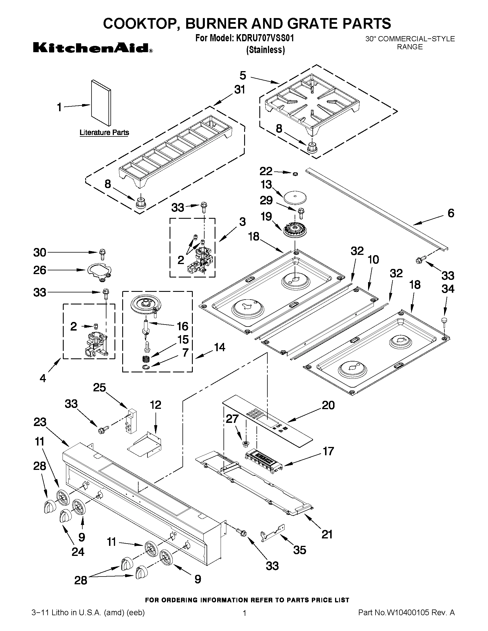 01 - COOKTOP, BURNER AND GRATE PARTS