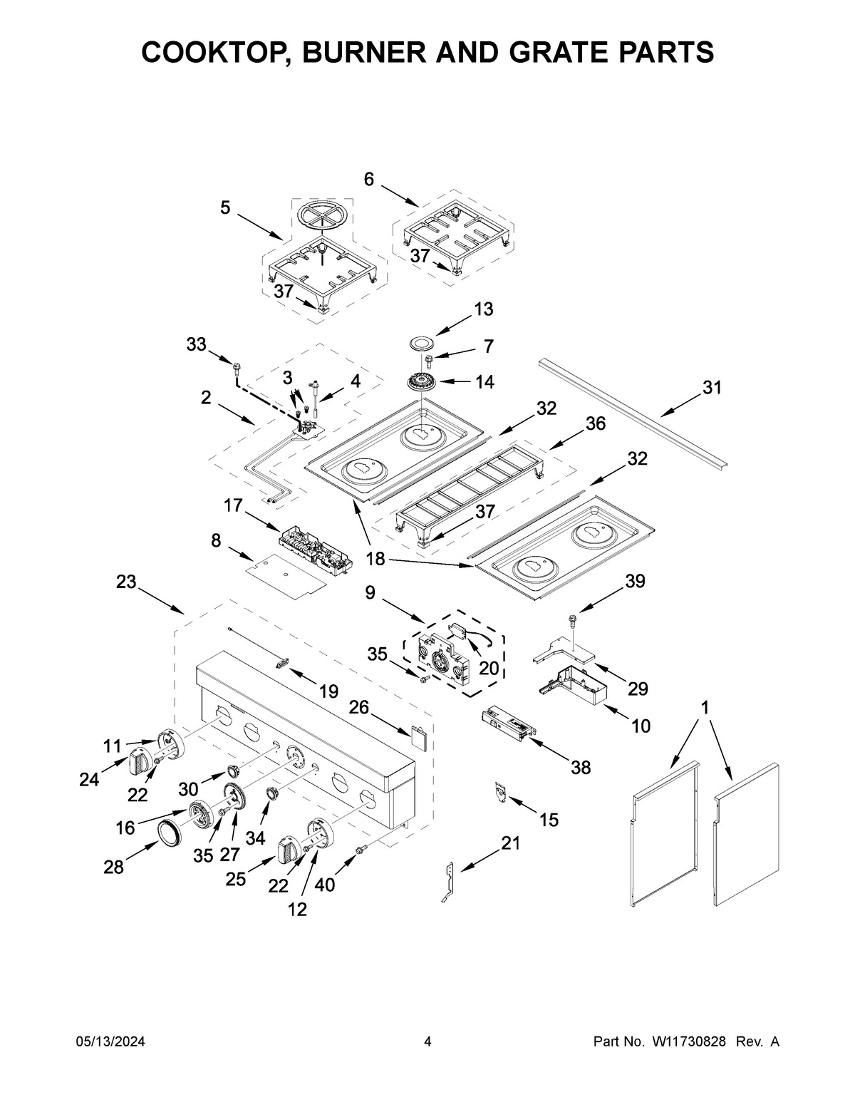 03 - COOKTOP, BURNER AND GRATE PARTS