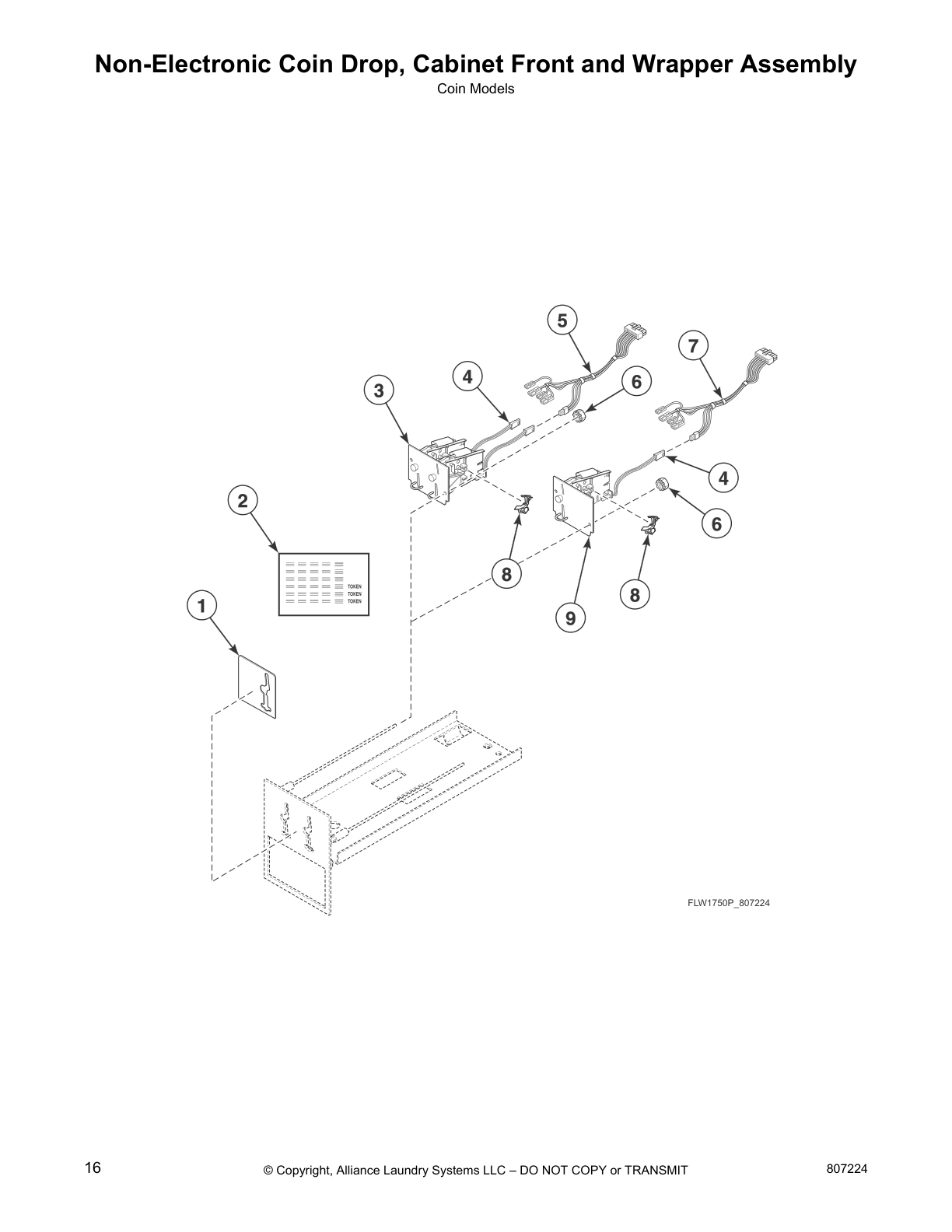 Non-Electronic Coin Drop, Cabinet Front and Wrapper Assembly