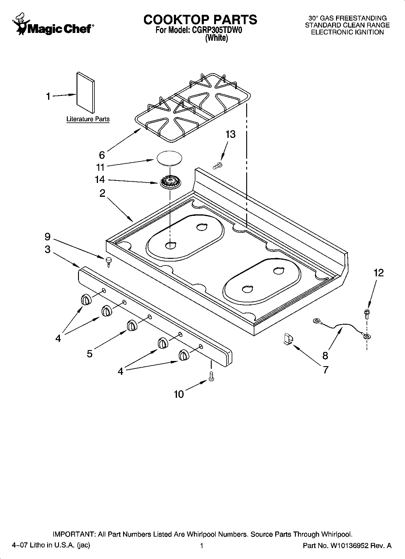 01 - COOKTOP PARTS