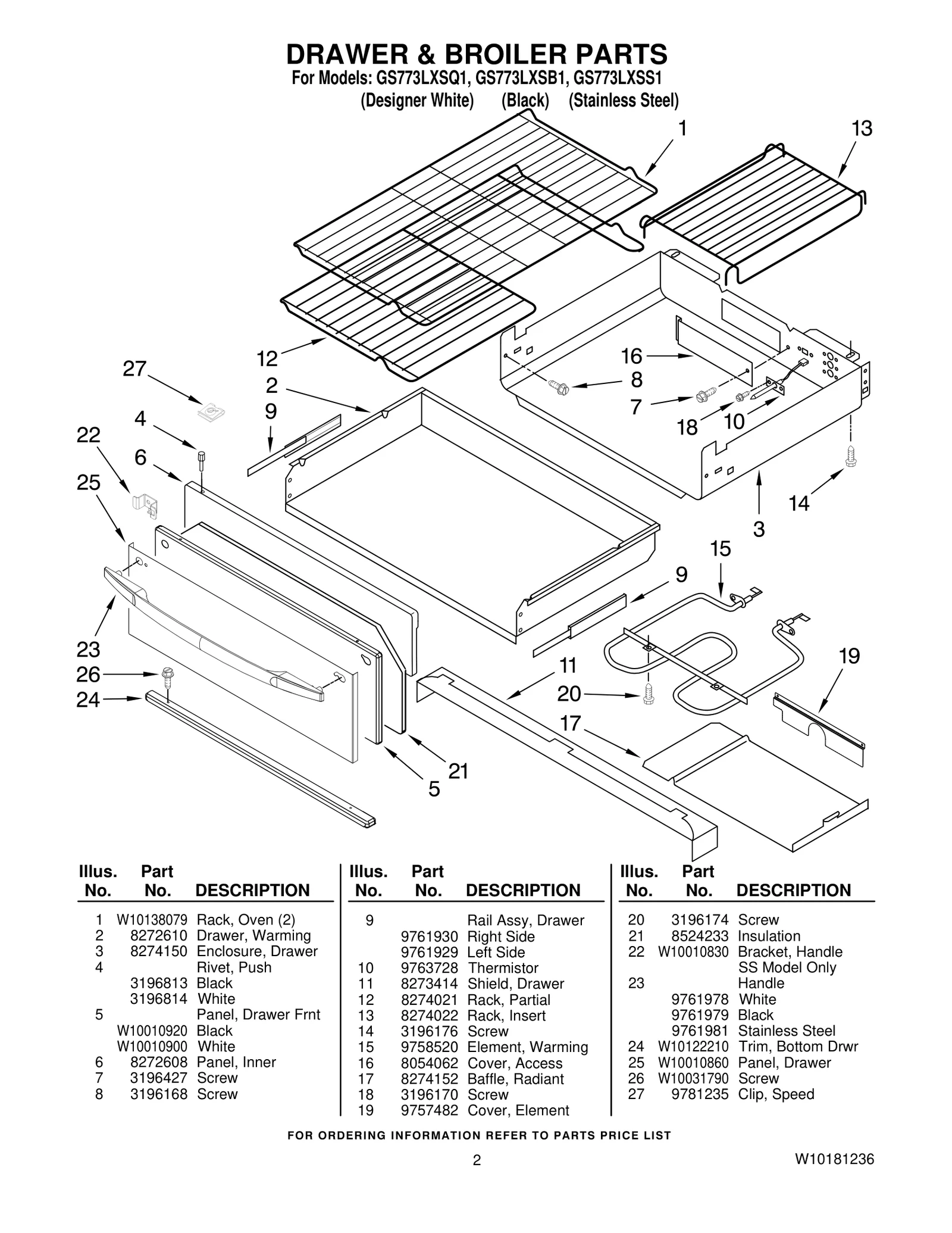 DRAWER & BROILER PARTS