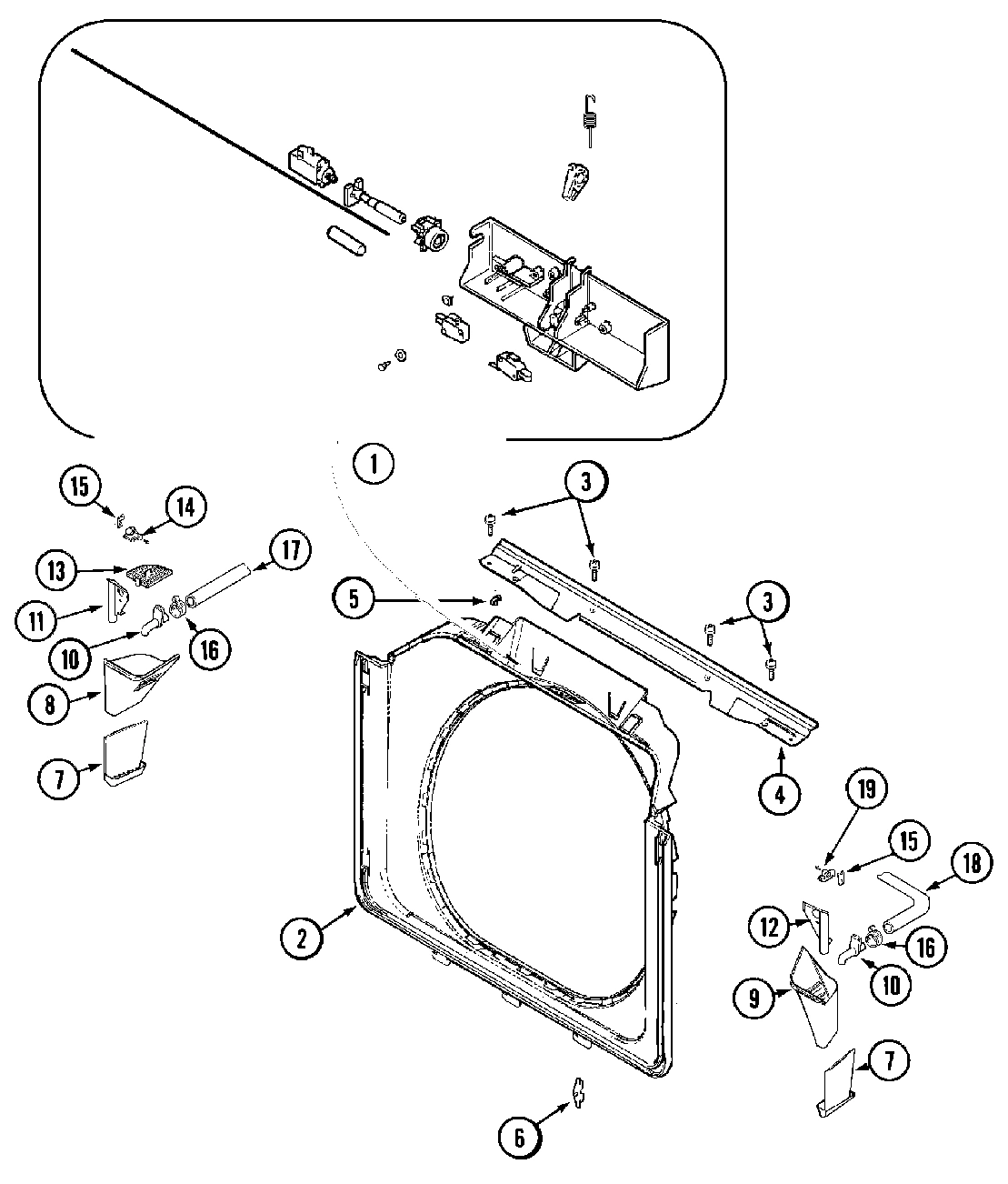 08 - DOOR SHROUD & DOOR LATCH ASSEMBLY (WASH)