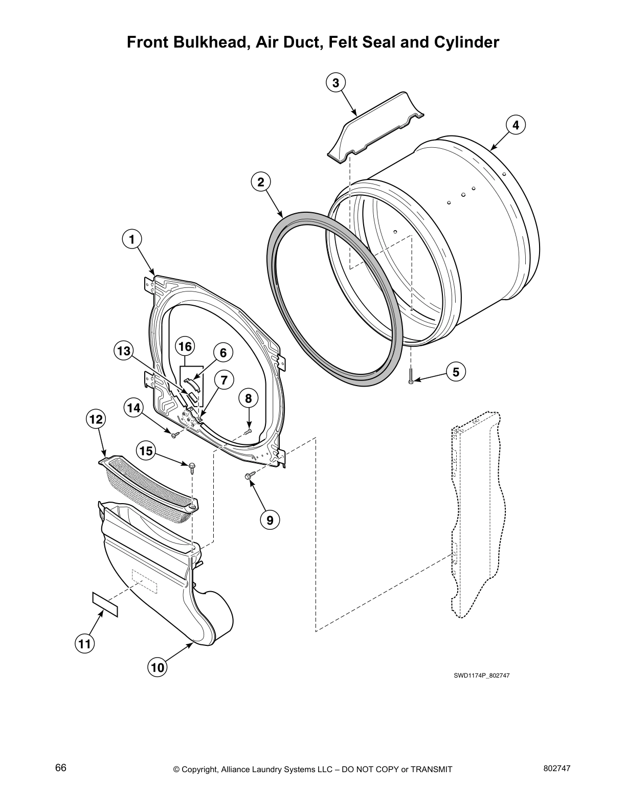 Front Bulkhead, Air Duct, Felt Seal and Cylinder
