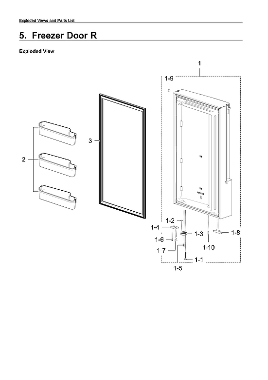 Right Freezer Door Assembly