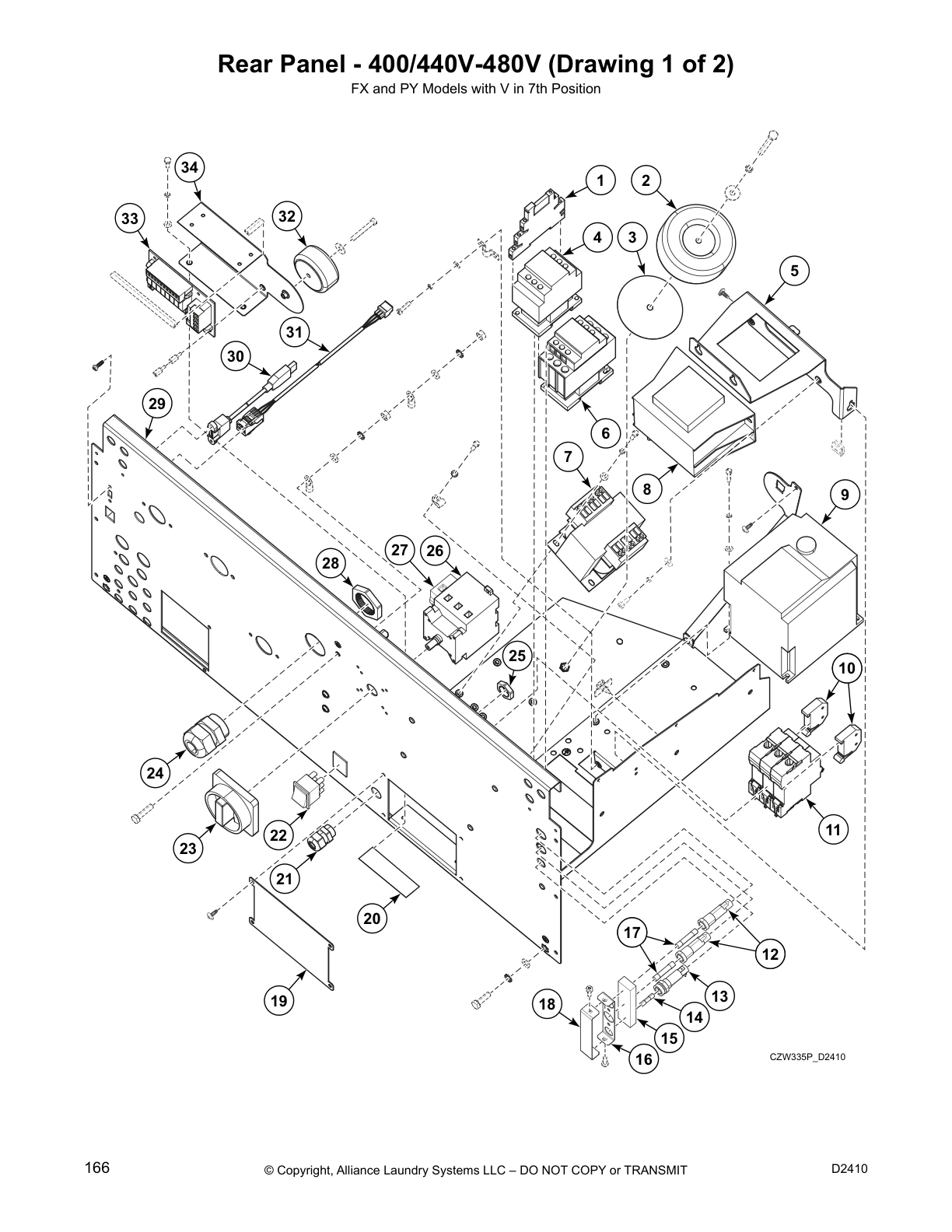 Rear Panel - 400/440V-480V (Drawing 1 of 2)