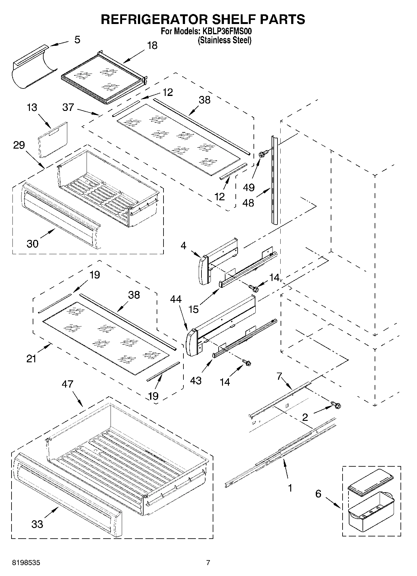 05 - REFRIGERATOR SHELF PARTS