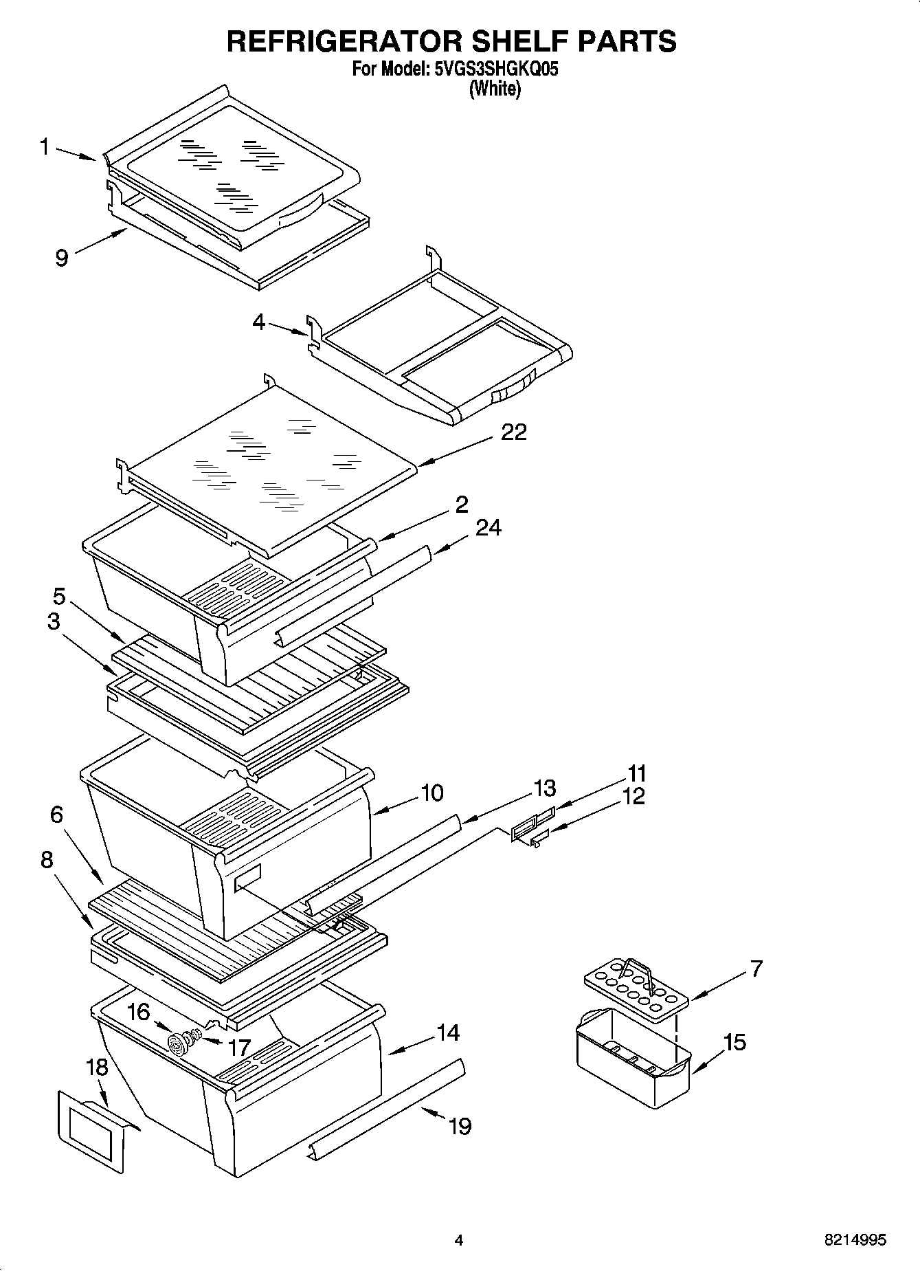 03 - REFRIGERATOR SHELF PARTS