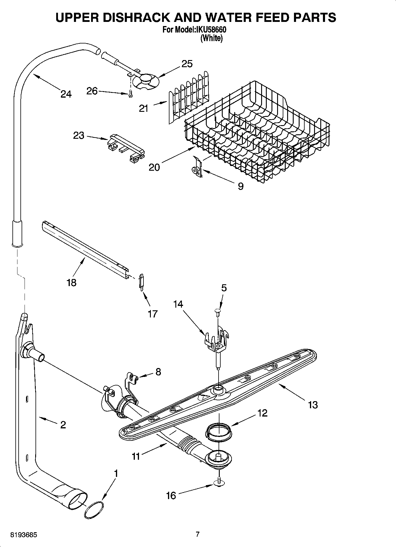 05 - UPPER DISHRACK AND WATER FEED PARTS