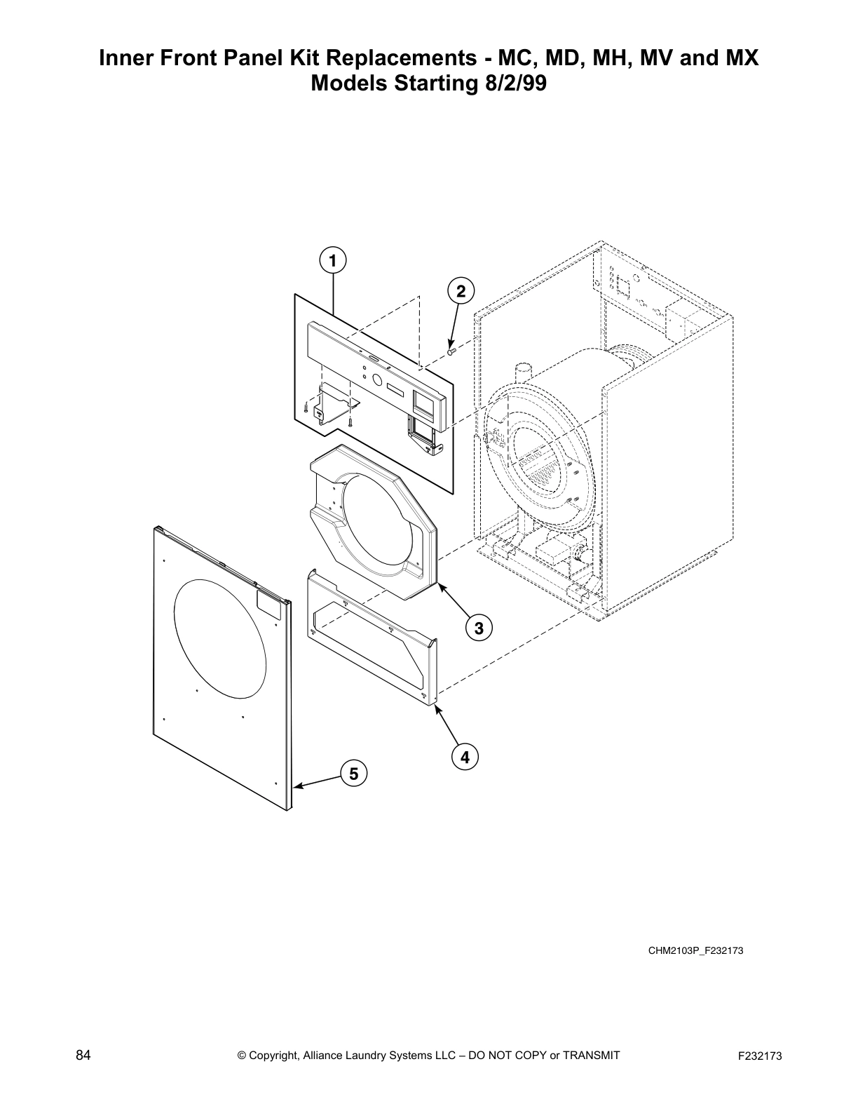 Inner Front Panel Kit Replacements - MC, MD, MH, MV and MX 
Models Starting 8/2/99