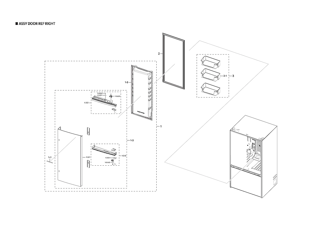Right Refrigerator Door Assembly