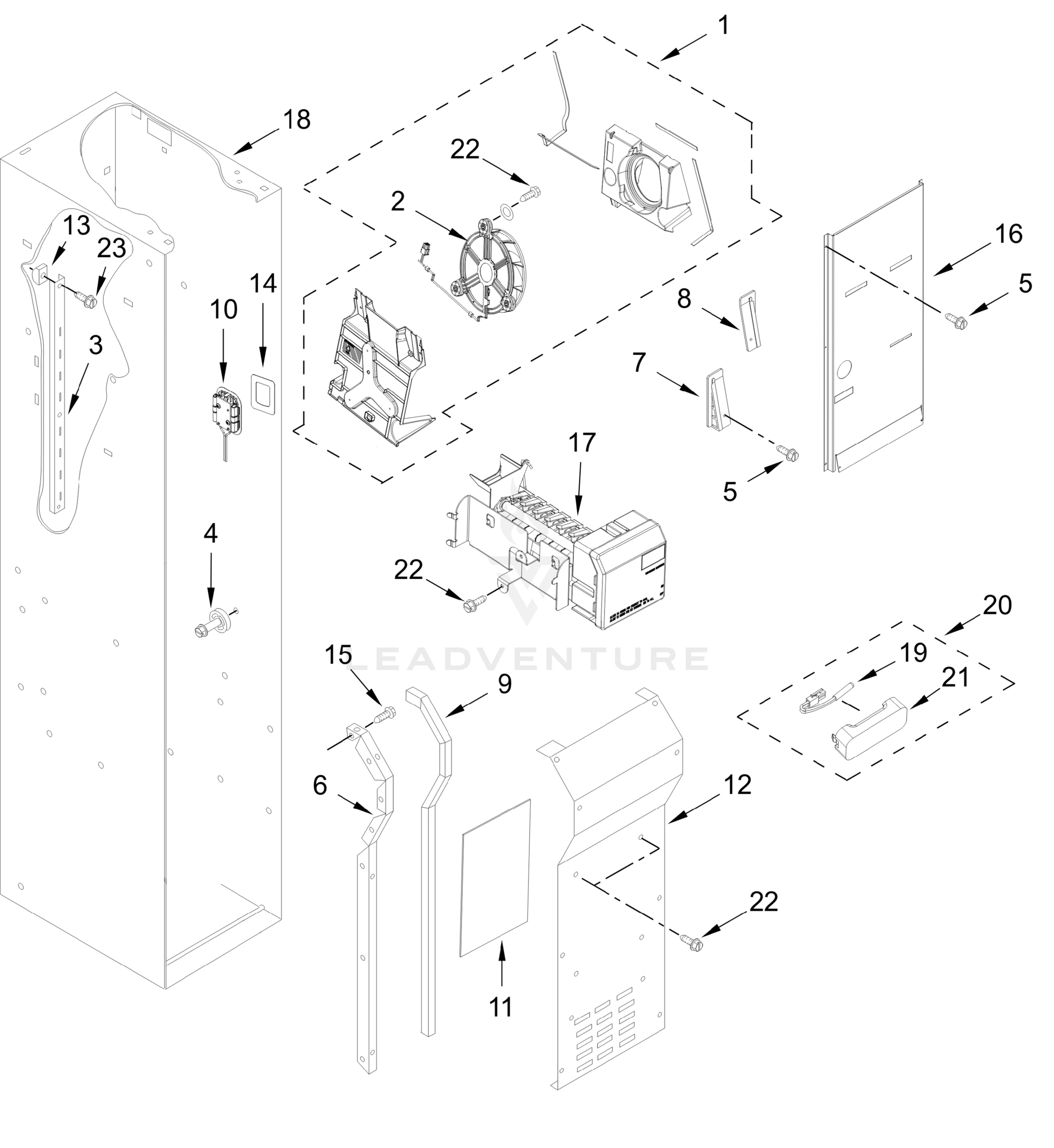 FREEZER LINER AND ICEMAKER PARTS