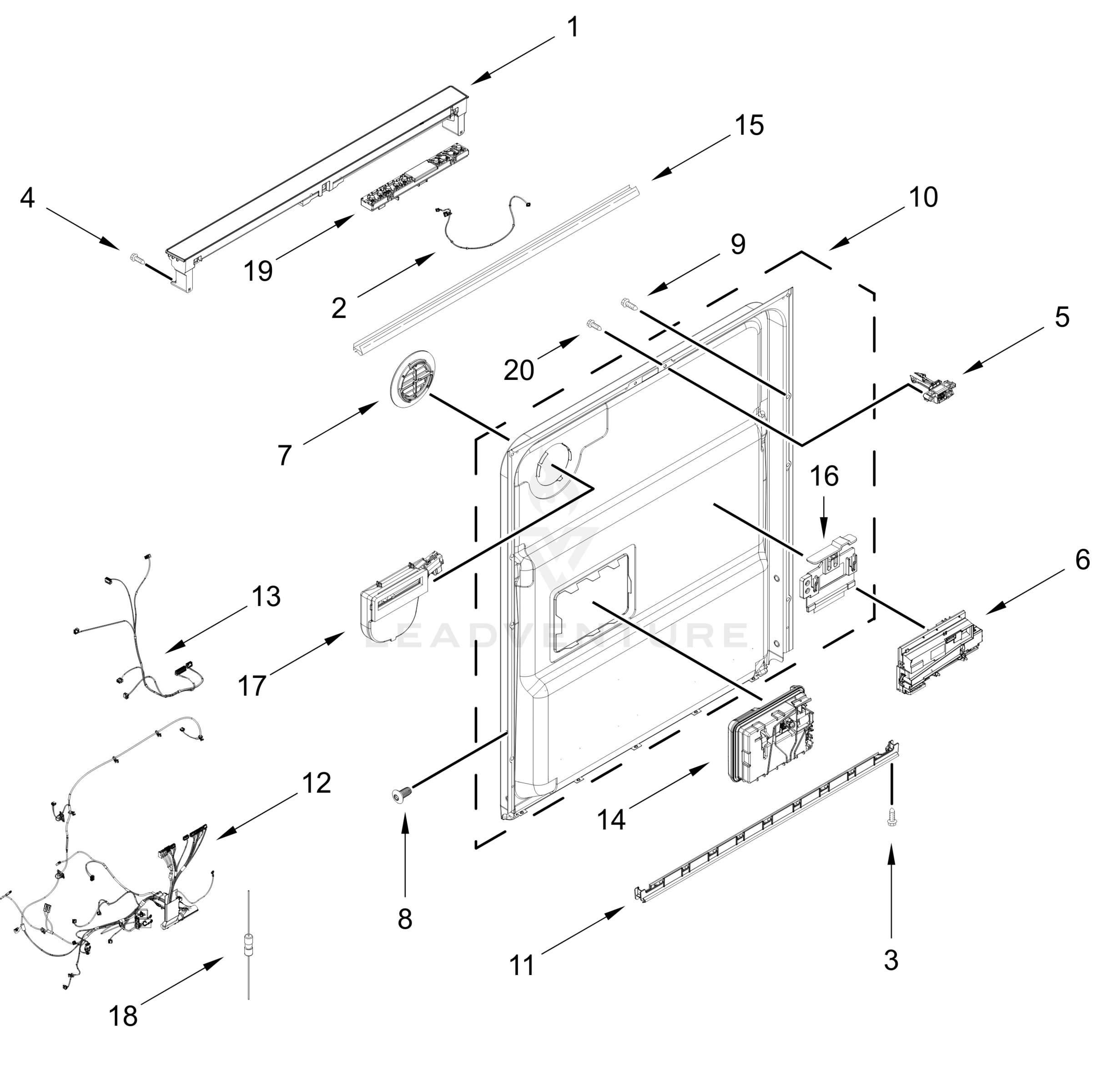 CONTROL PANEL AND INNER DOOR PARTS