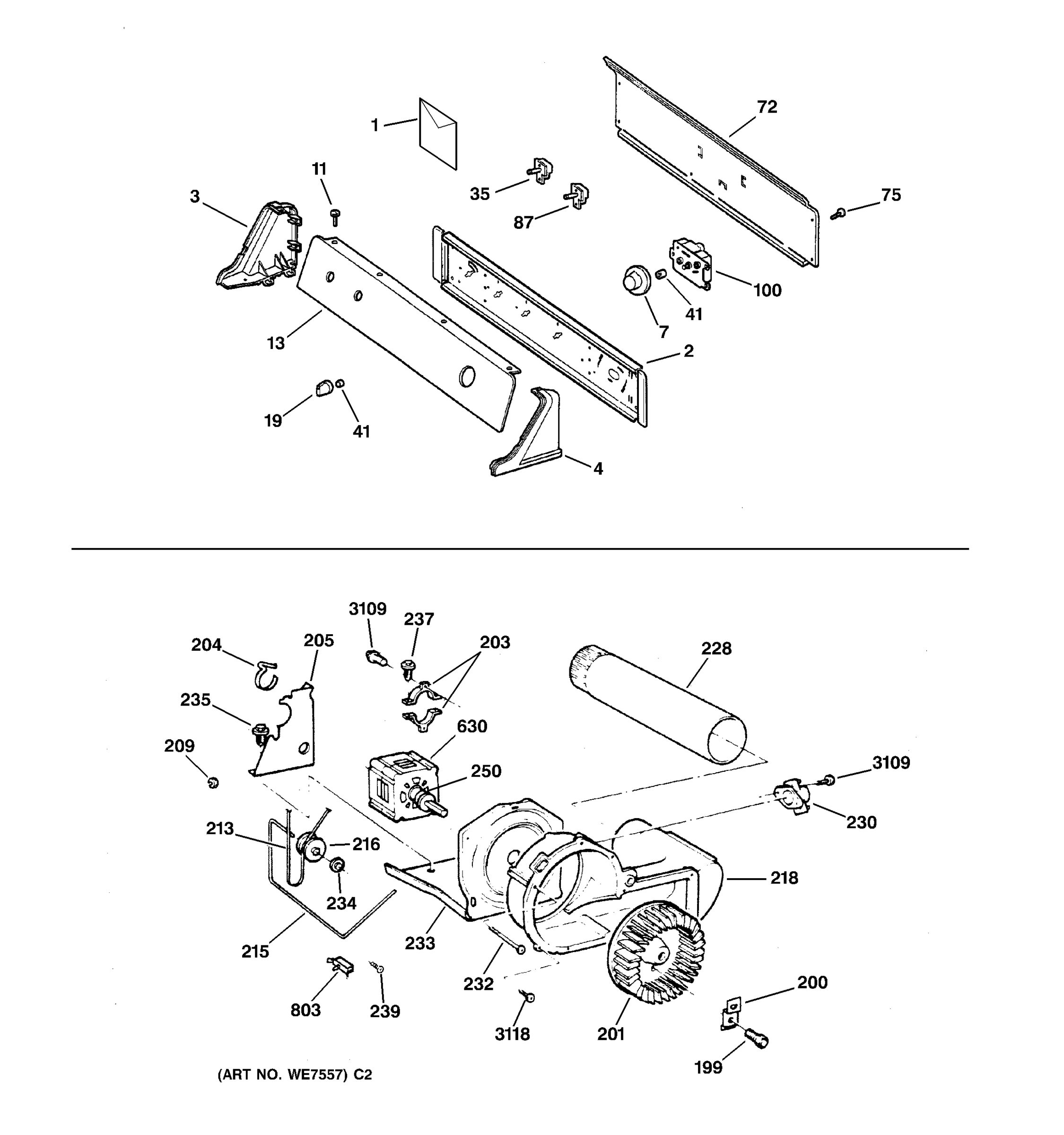 BACKSPLASH, BLOWER & DRIVE ASSEMBLY