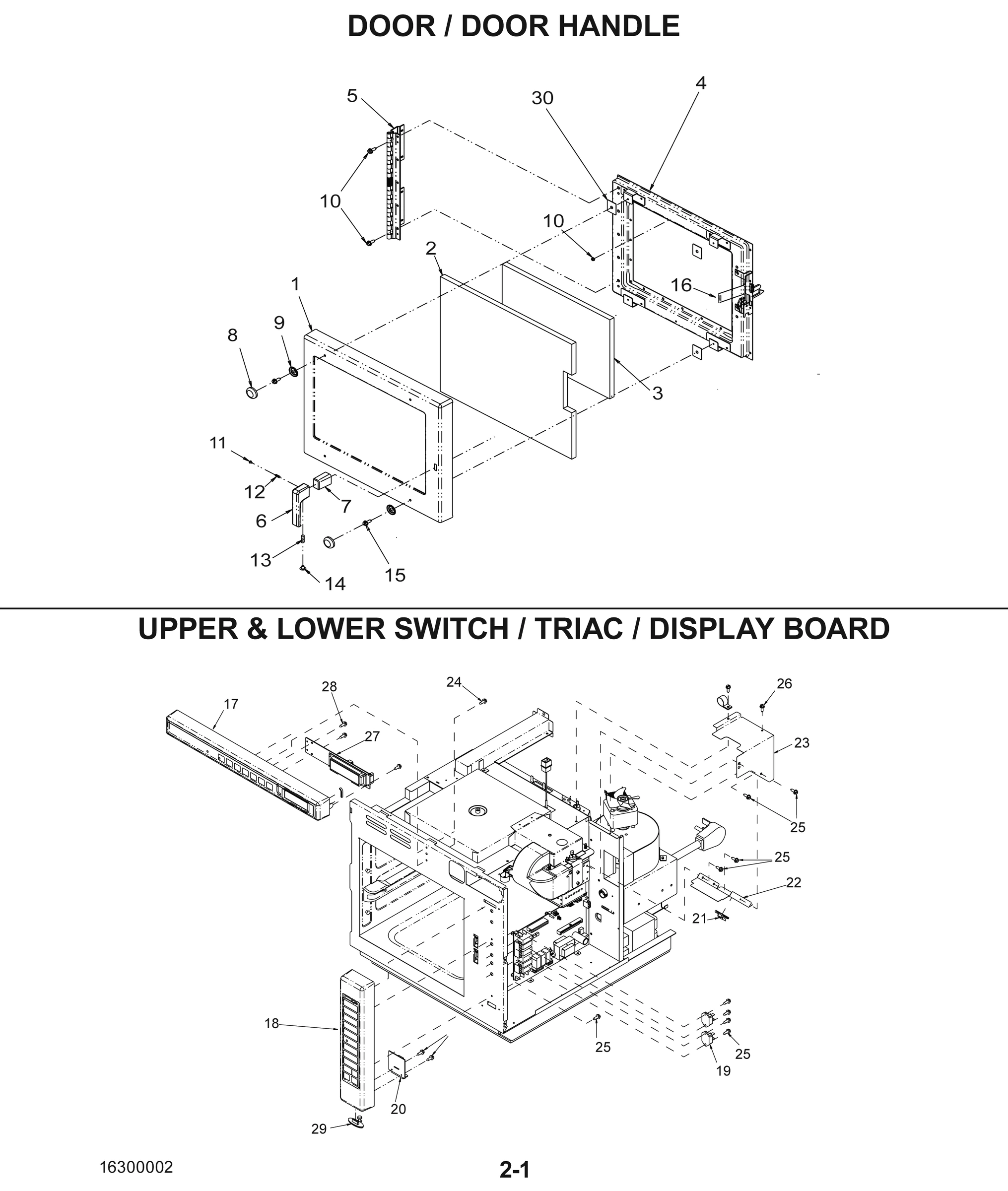 DOOR / HANDLE / SWITCHES / TRIAC / DISPLAY BOARD