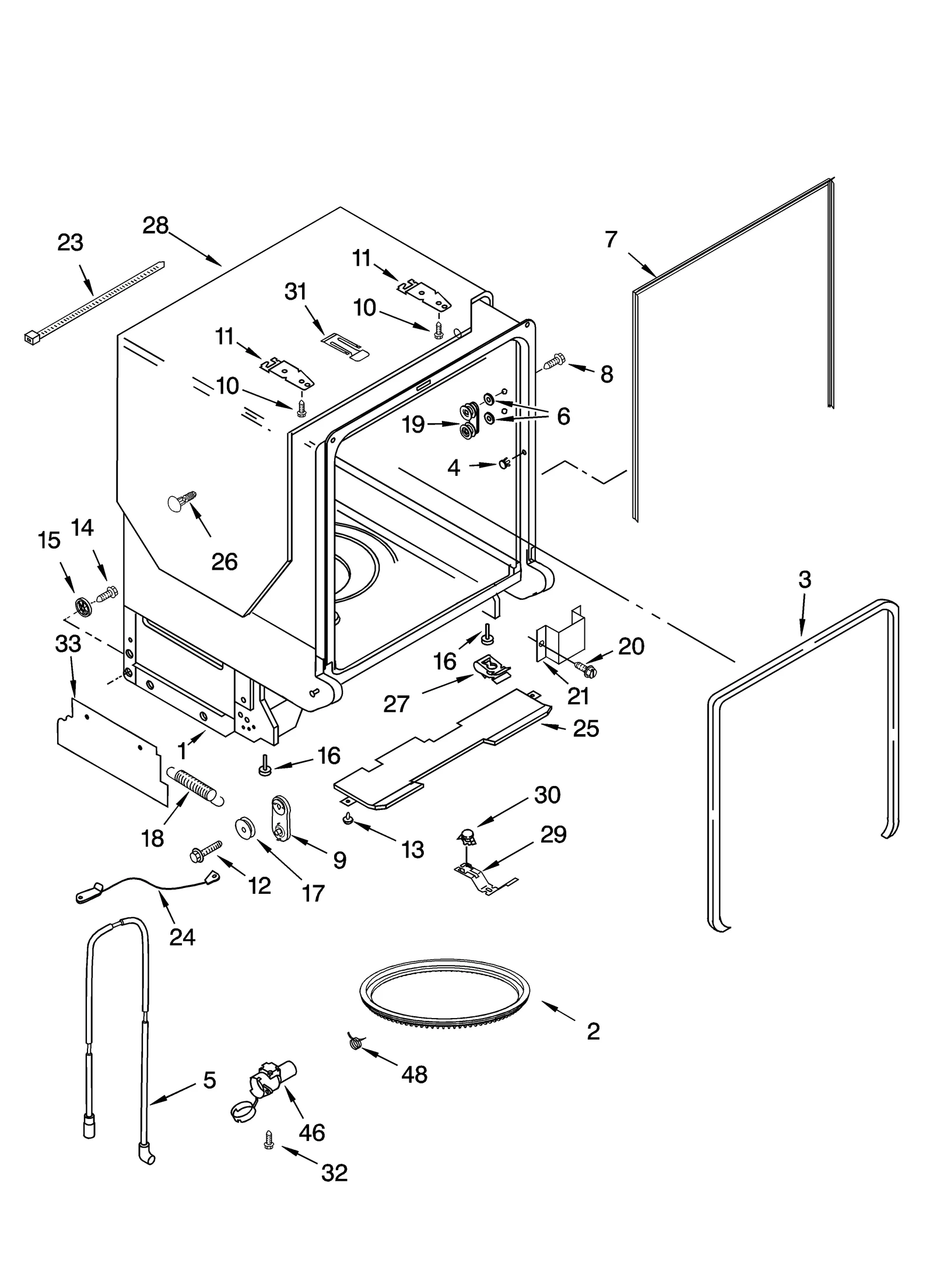 TUB AND FRAME PARTS