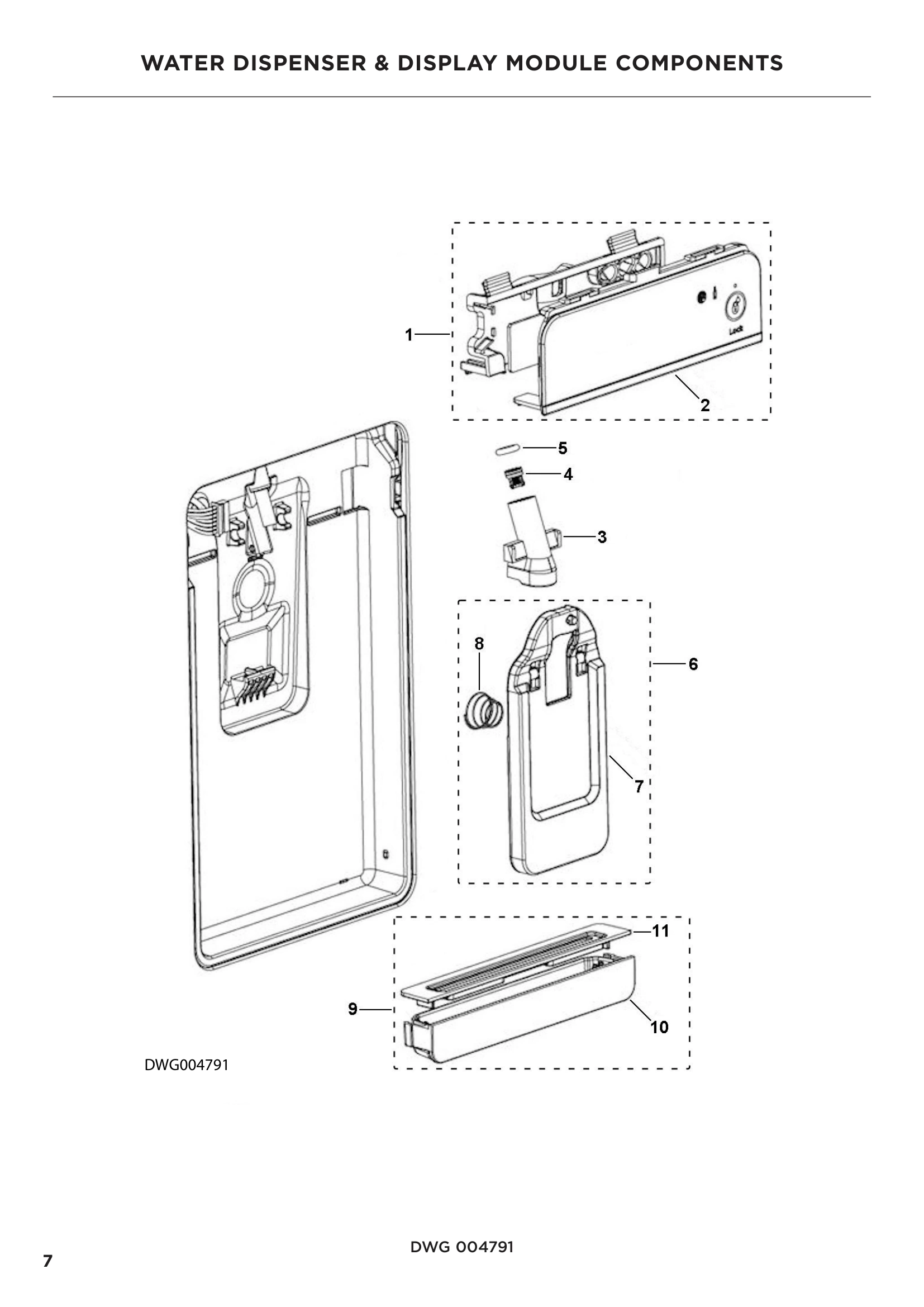 WATER DISPENSER & DISPLAY MODULE COMPONENTS