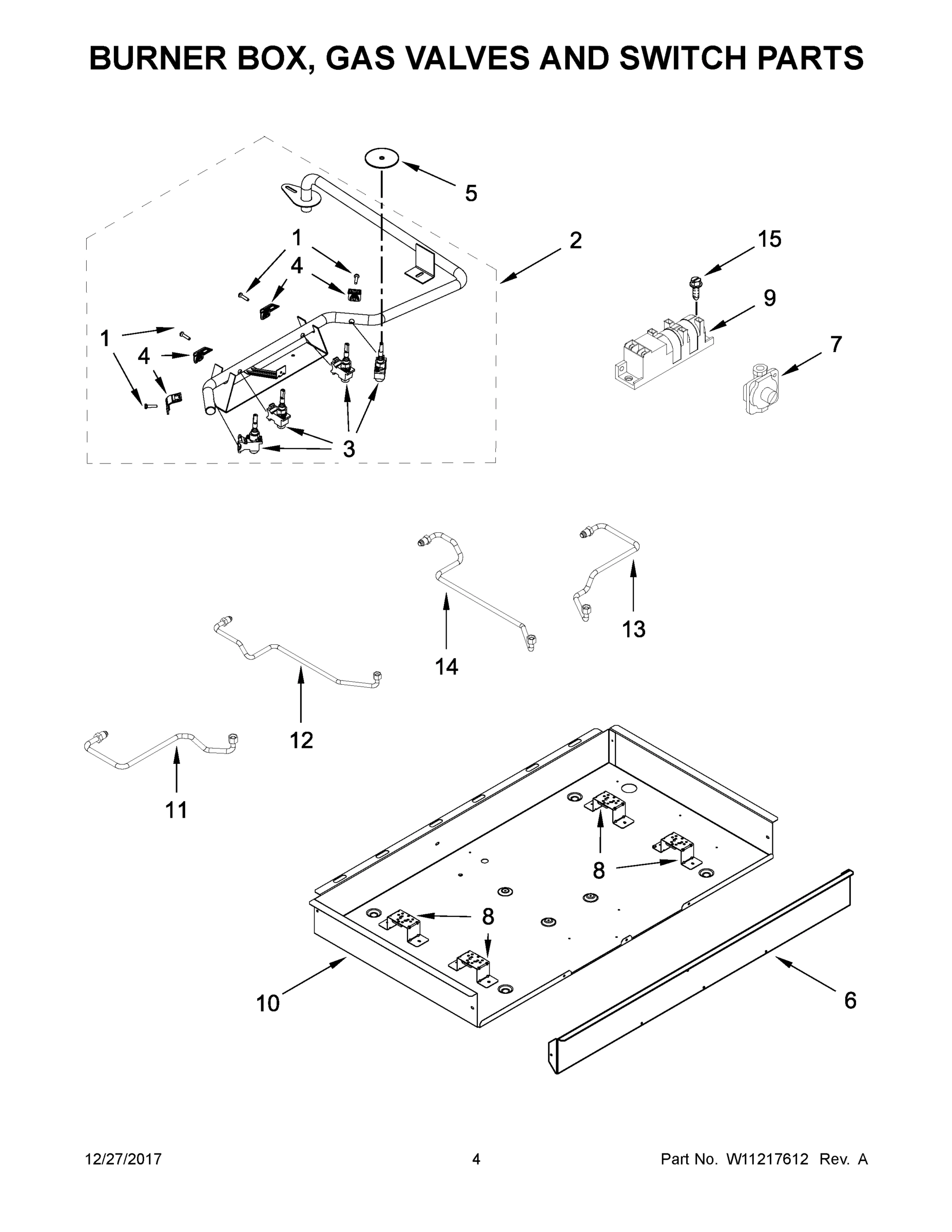 03 - BURNER BOX, GAS VALVES AND SWITCH PARTS