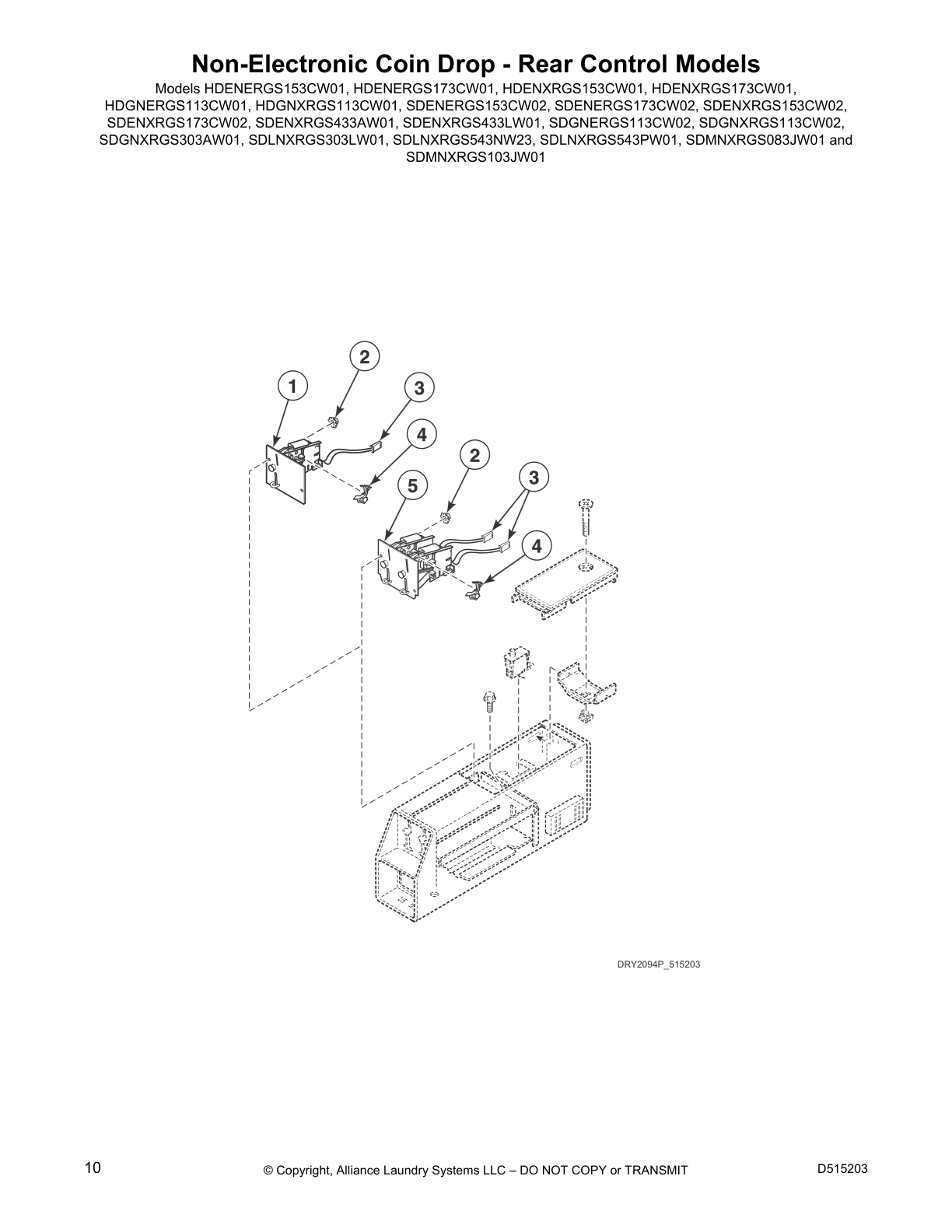 Non-Electronic Coin Drop - Rear Control Models