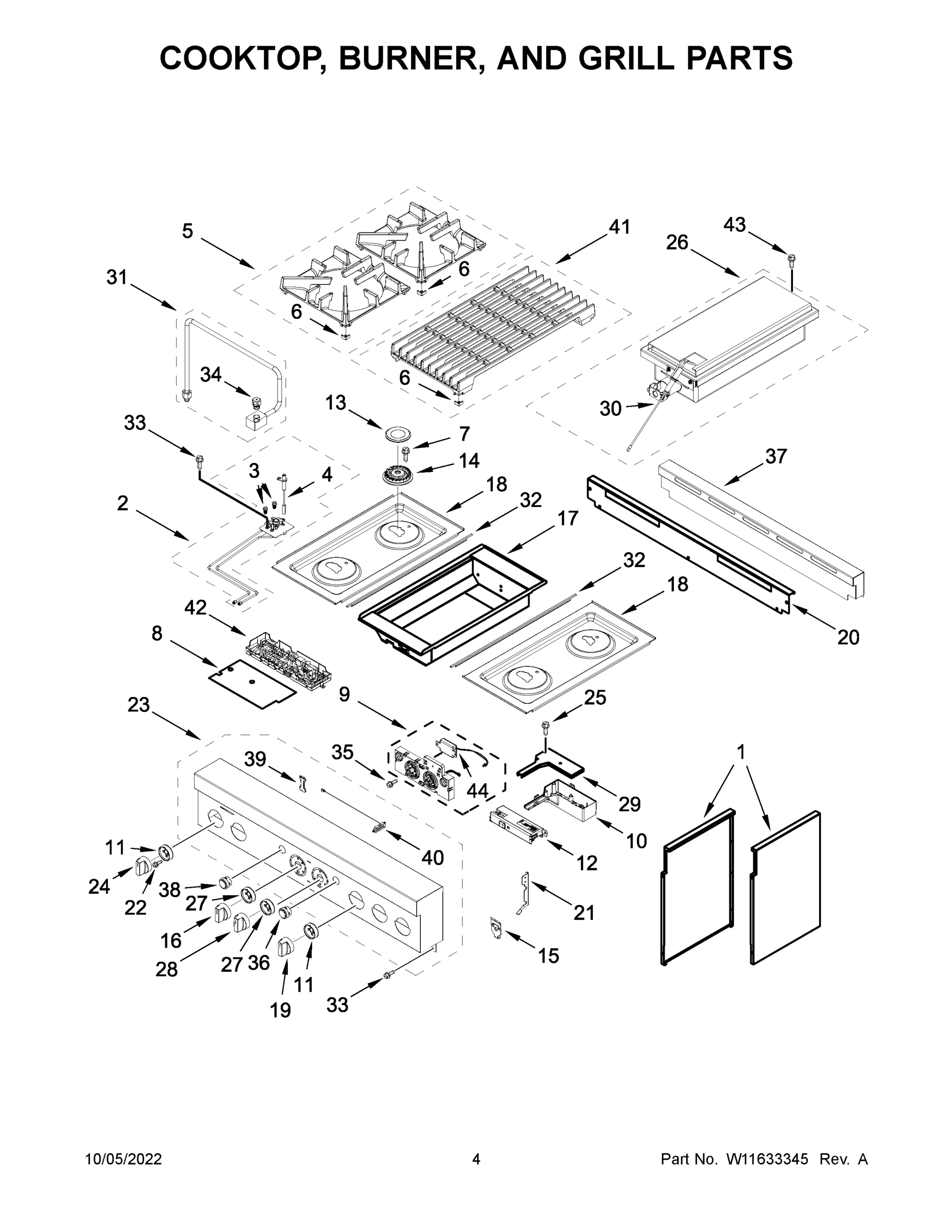 03 - COOKTOP, BURNER, AND GRILL PARTS