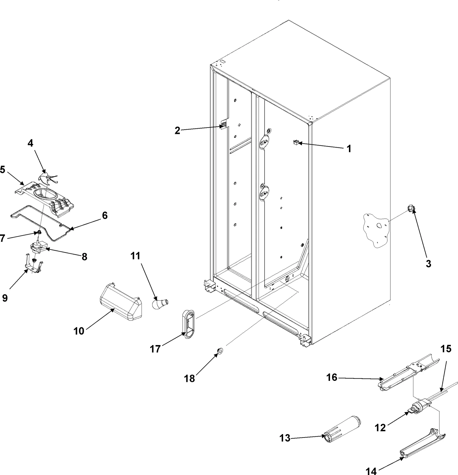 EVAP FAN ASSY, LIGHTS & WATER FILTER