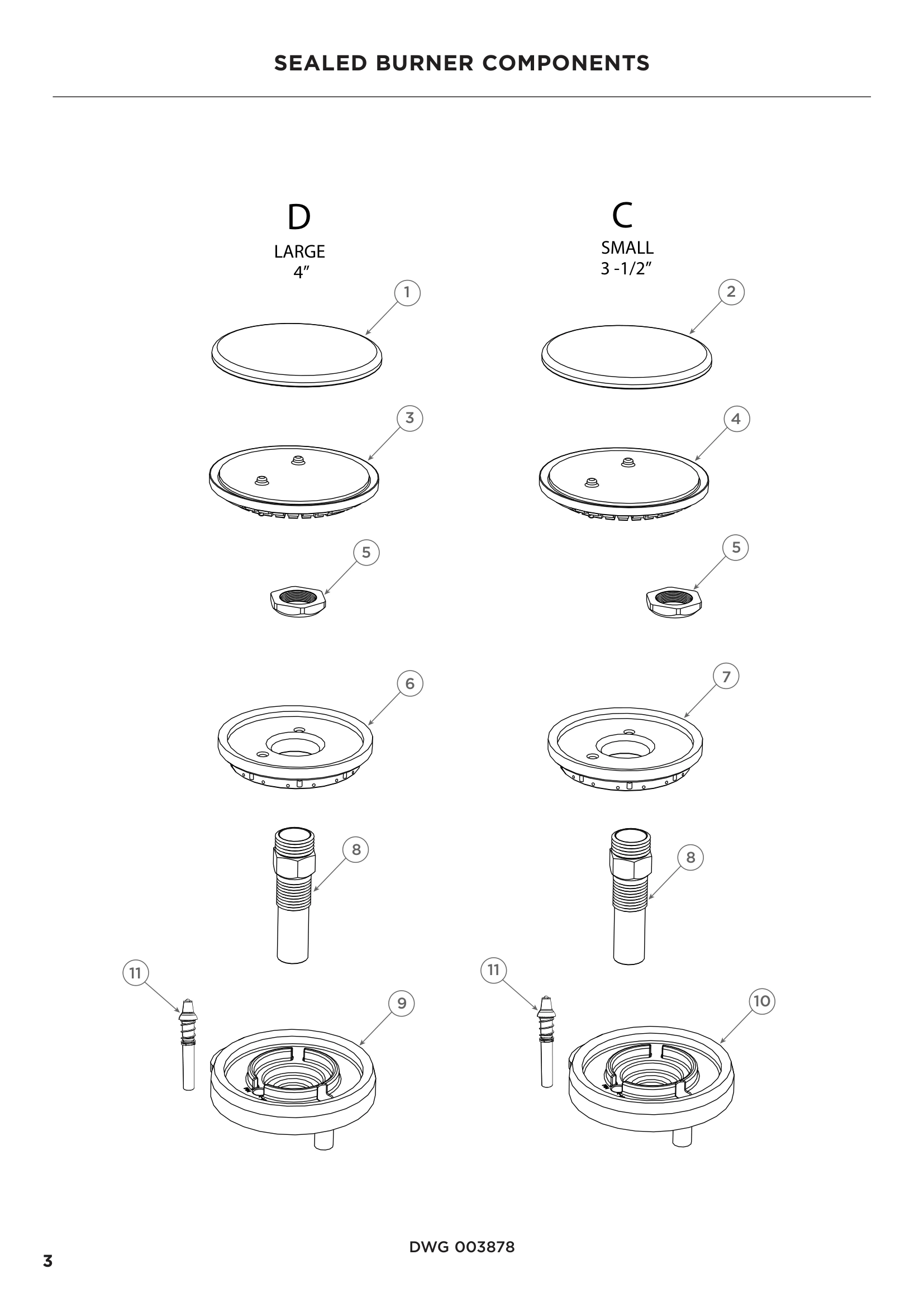 SEALED BURNER COMPONENTS