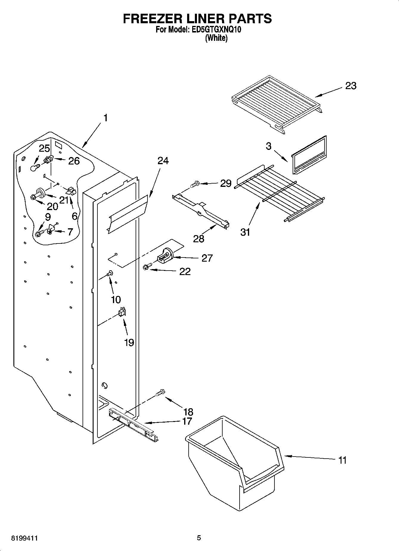 04 - FREEZER LINER PARTS