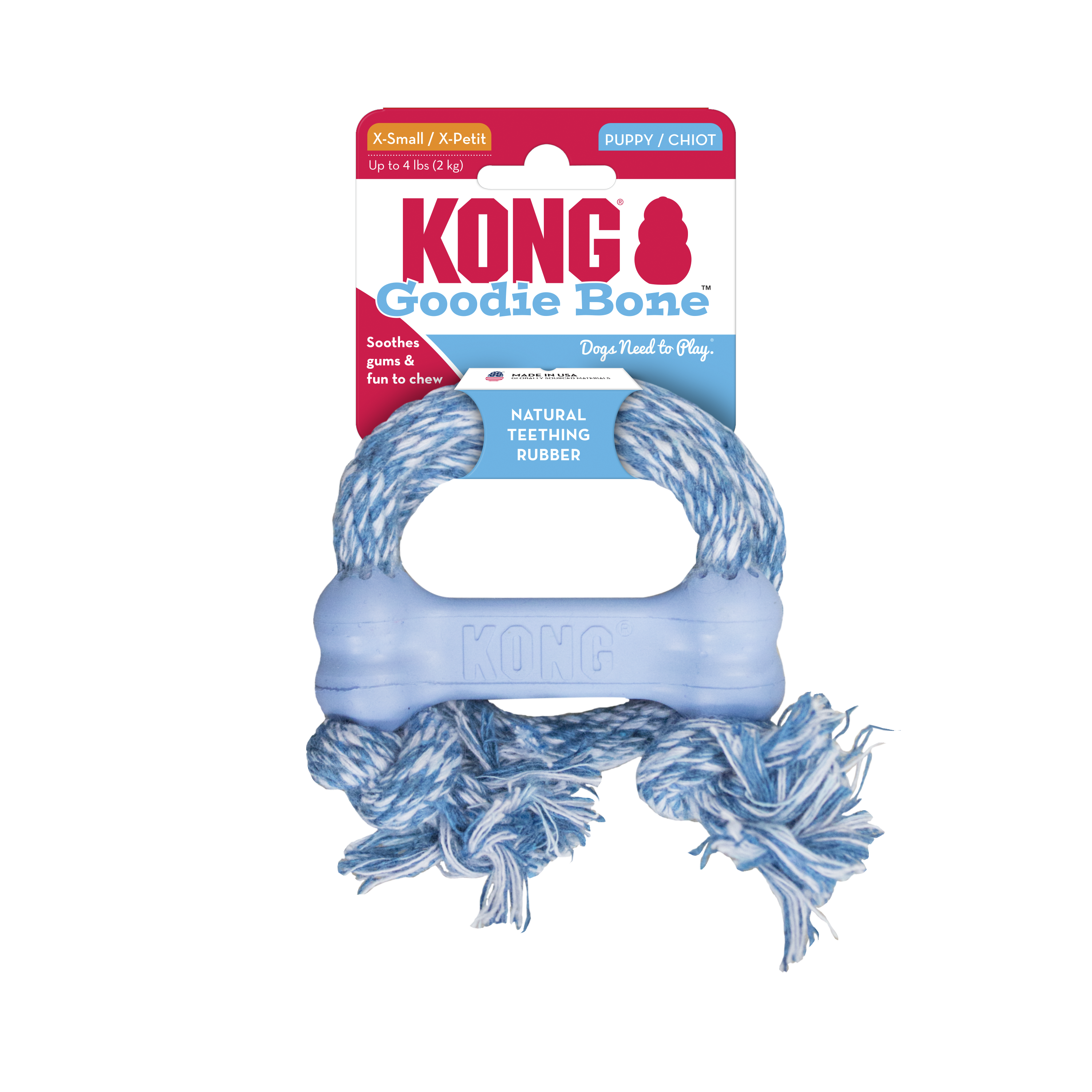 KONG Puppy Goodie Bone m/Rope onpack produktbillede