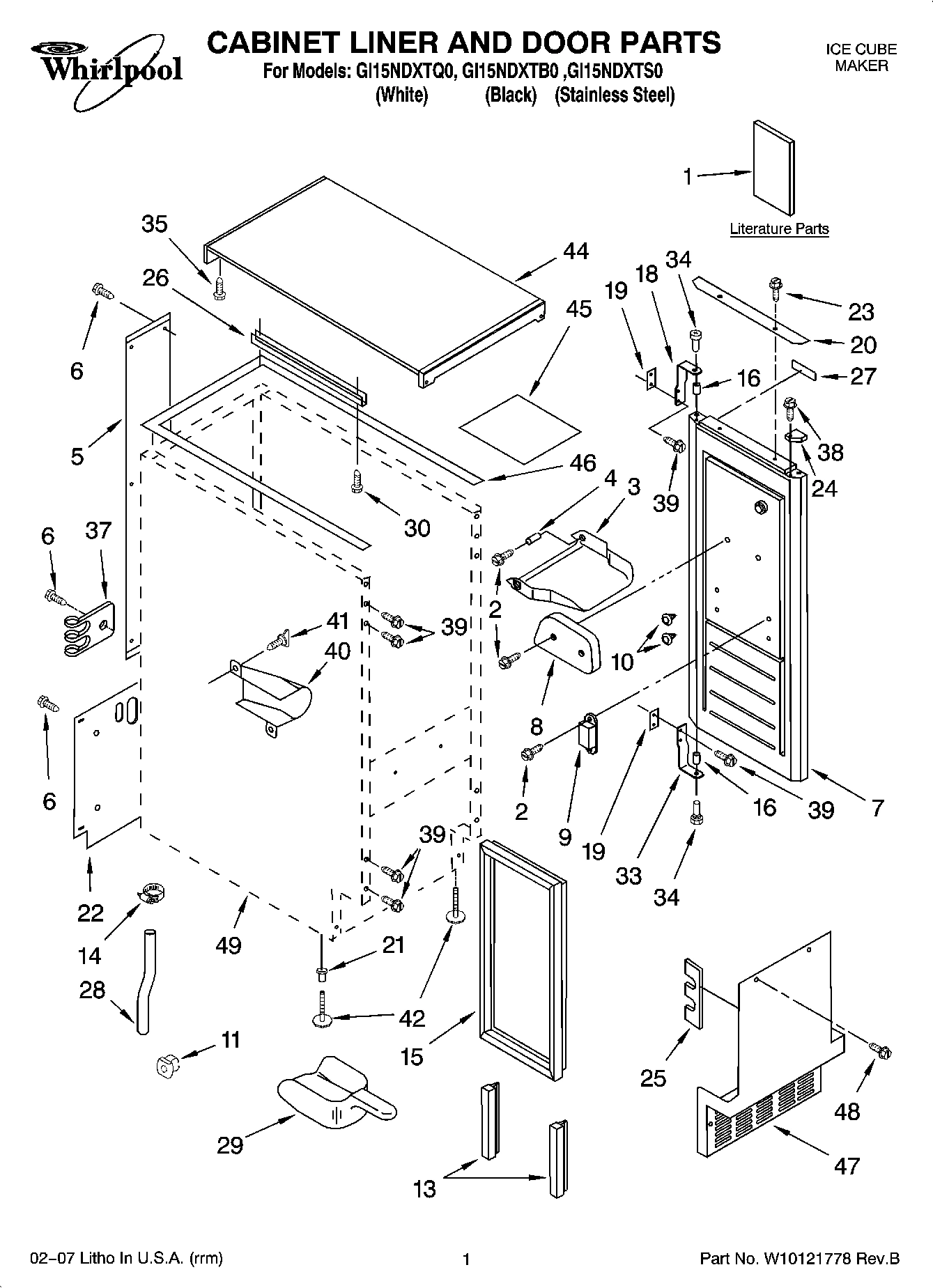 01 - CABINET LINER AND DOOR PARTS