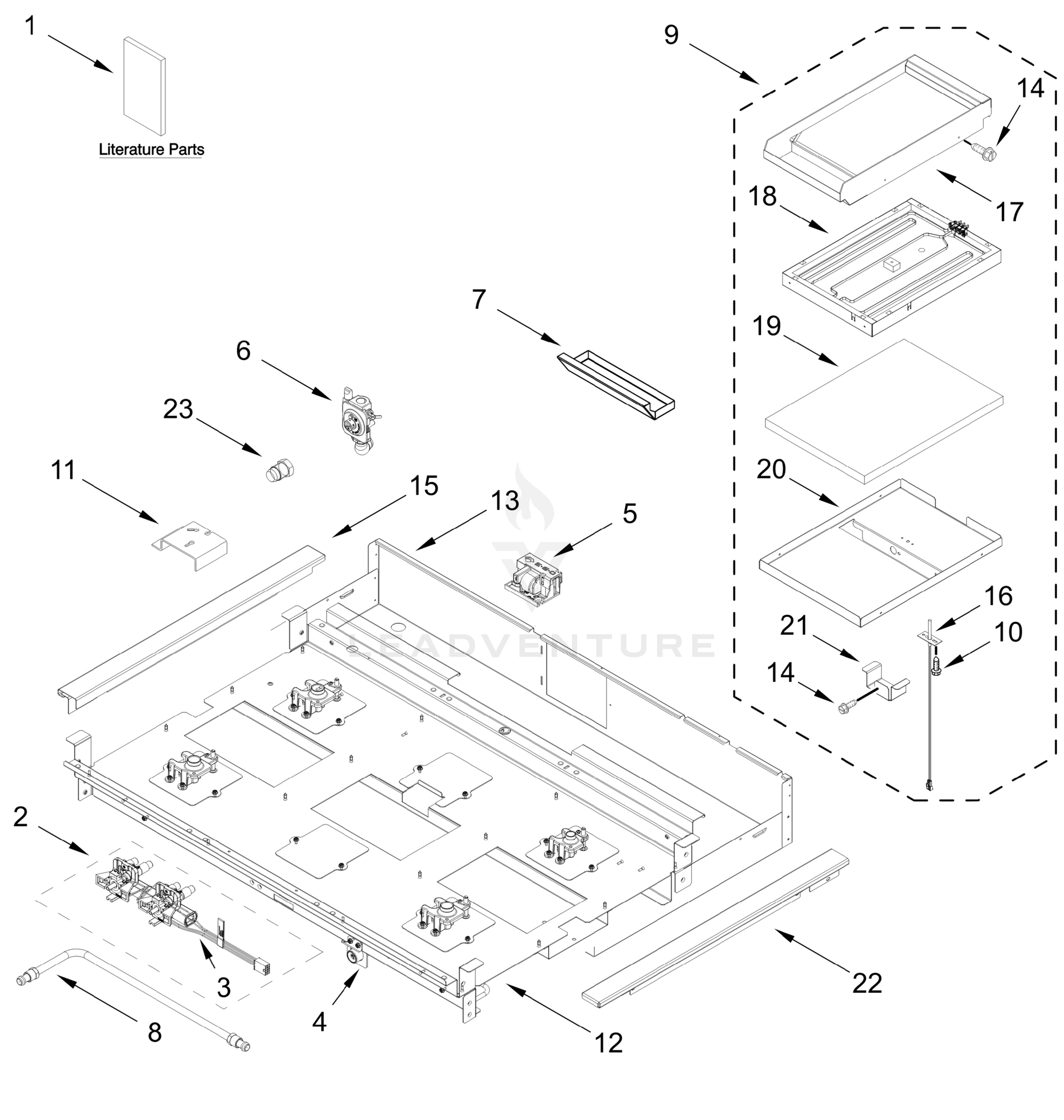 BURNER BOX AND GRIDDLE PARTS
