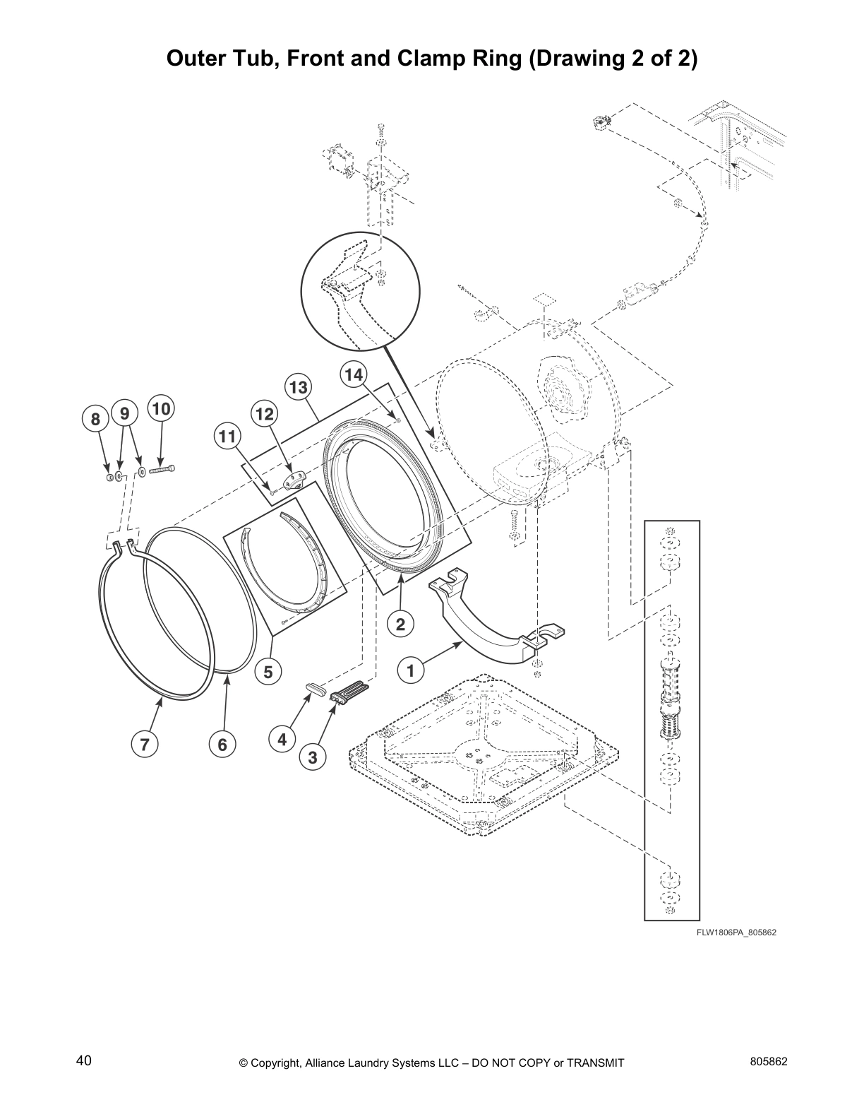 Outer Tub, Front and Clamp Ring (Drawing 2 of 2)