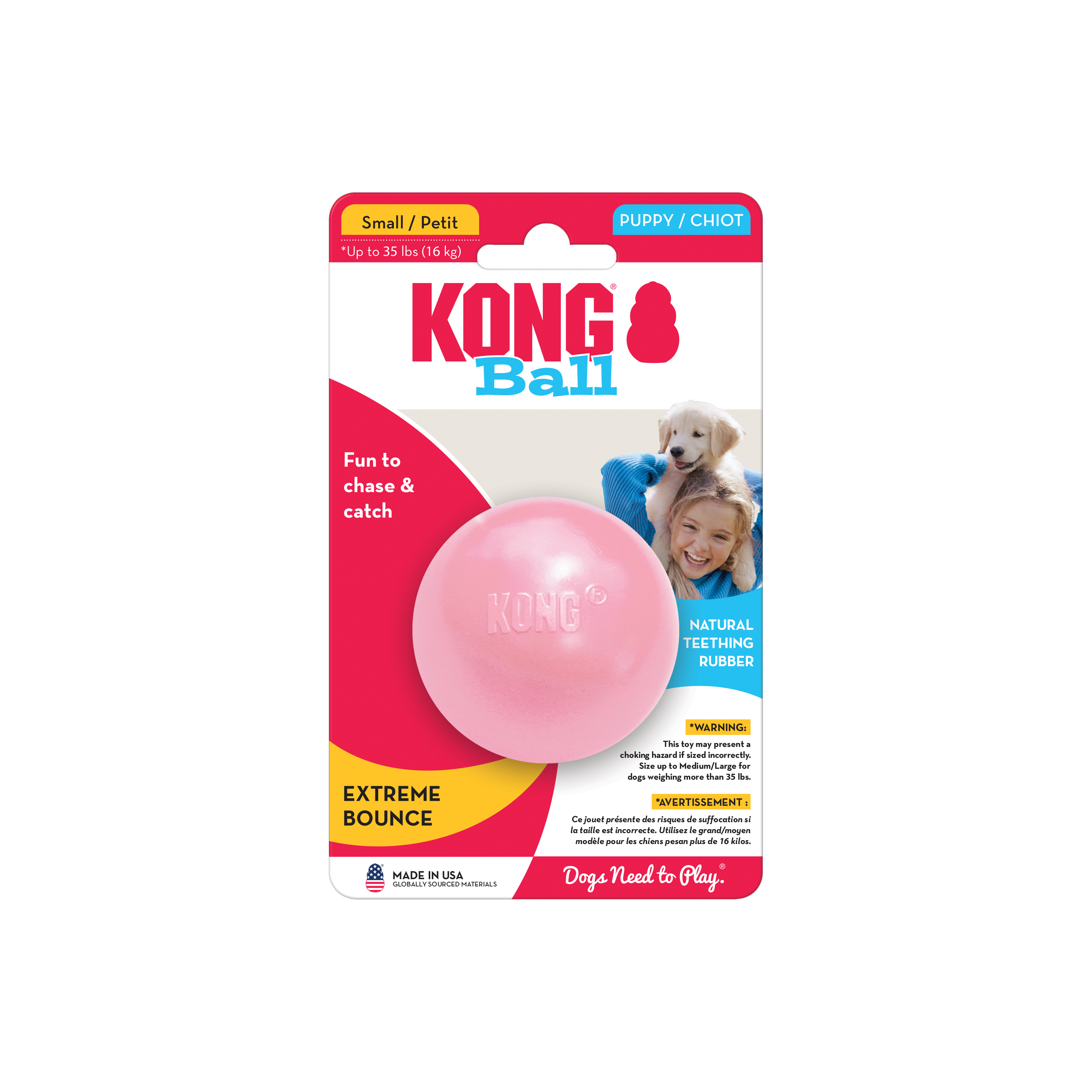 KONG Welpenball mit Loch auf der Verpackung Produktbild