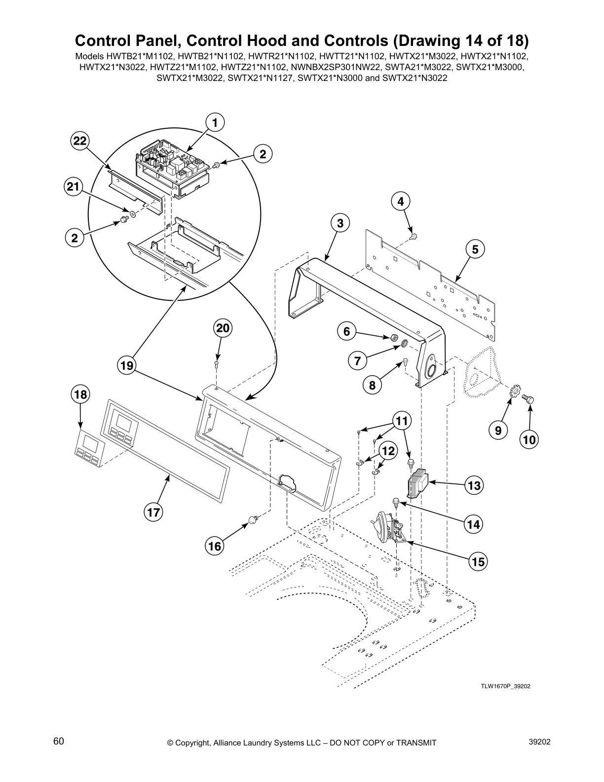 Control Panel, Control Hood and Controls (Drawing 14 of 18)