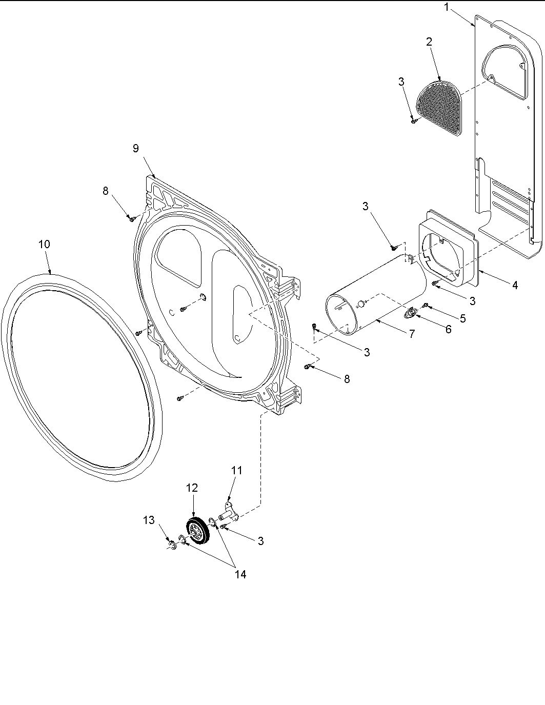 07 - Rear Bulkhead, Rollers & Air Duct Assy
