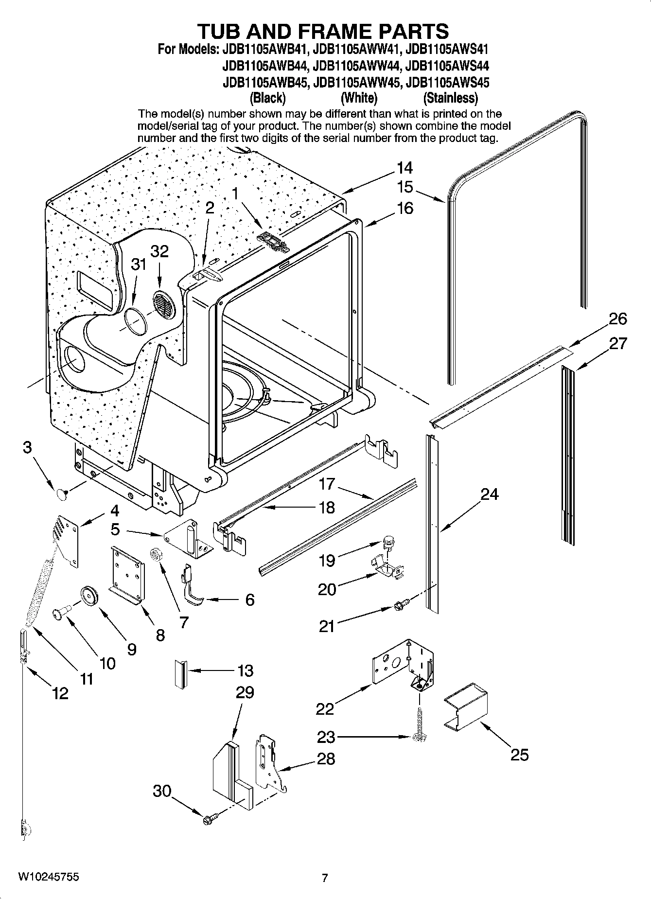 07 - TUB AND FRAME PARTS