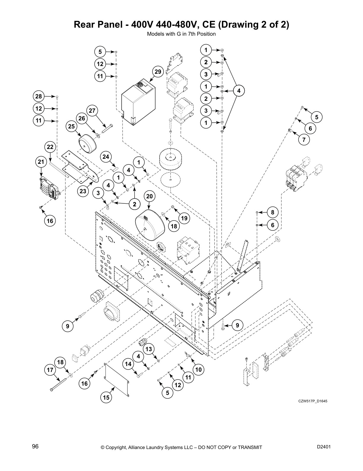 Rear Panel - 400V 440-480V, CE (Drawing 2 of 2)