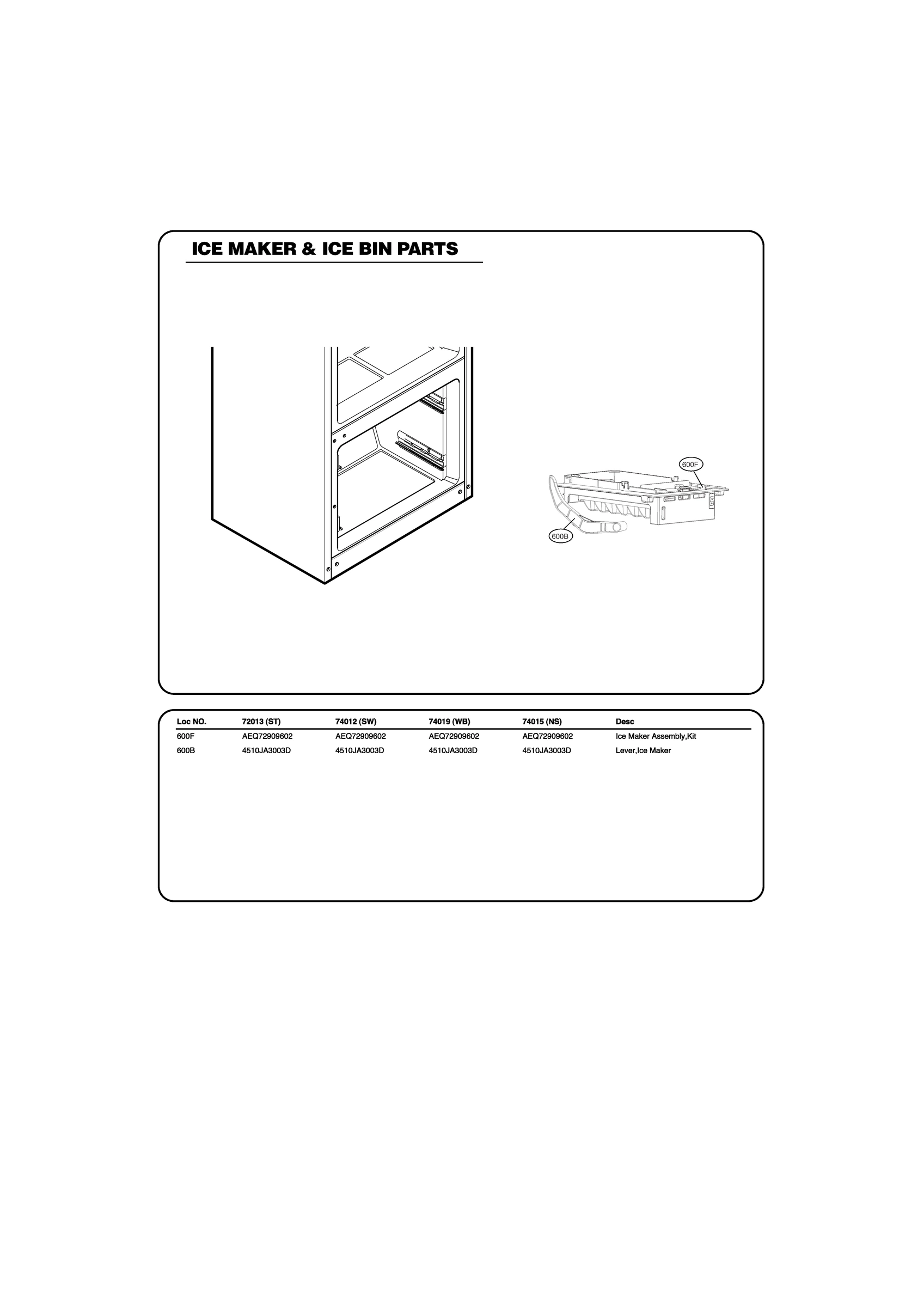 ICEMAKER & ICE BIN PARTS
