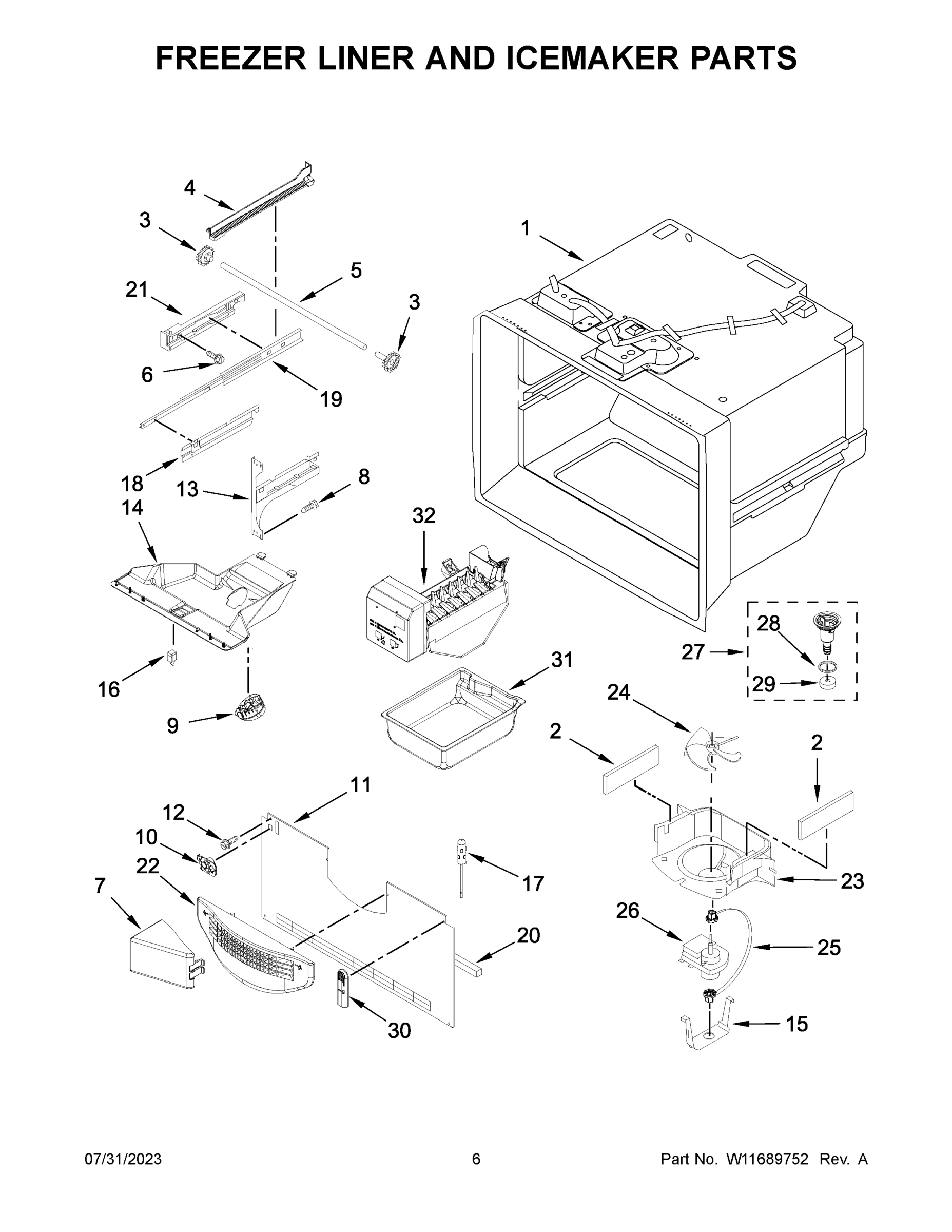 04 - FREEZER LINER AND ICEMAKER PARTS