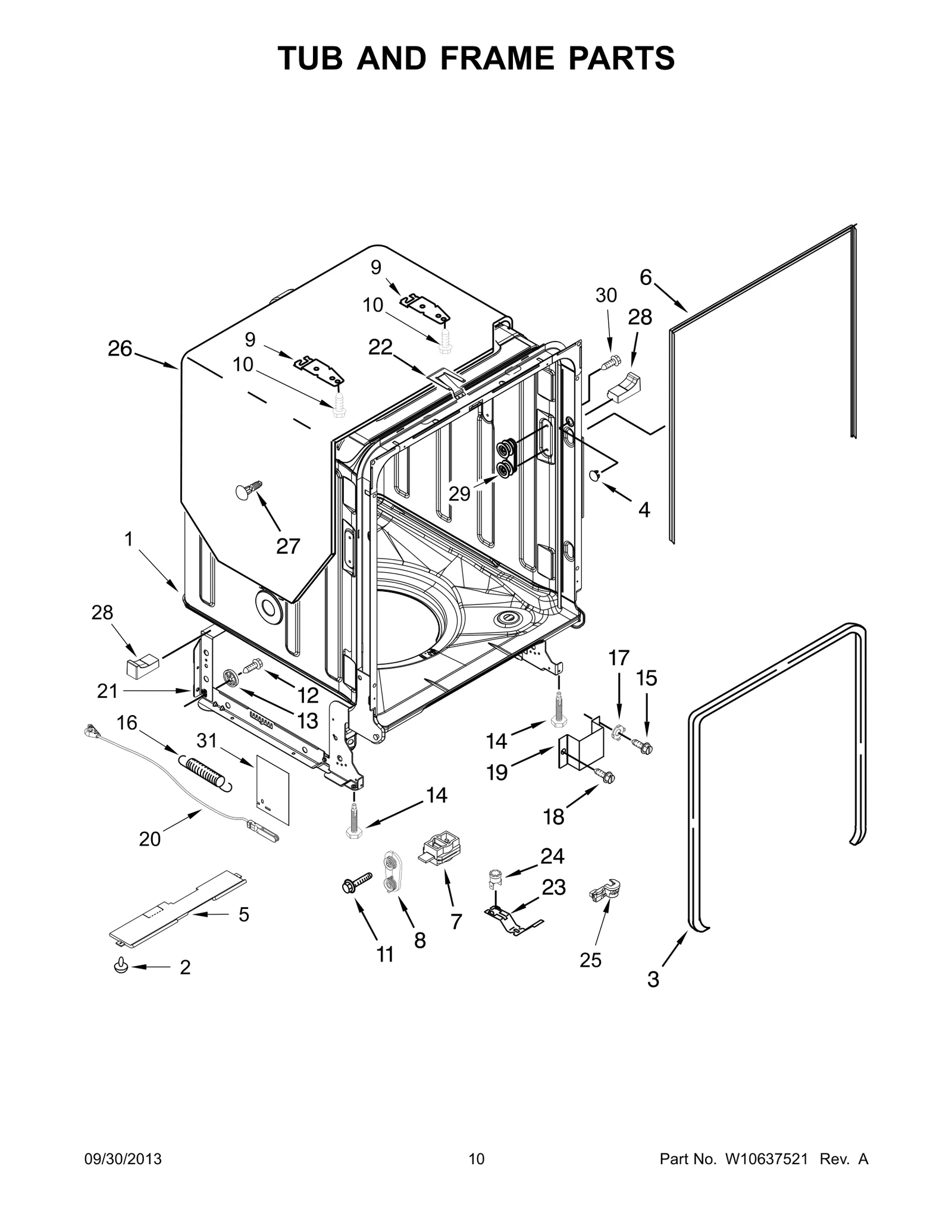 TUB AND FRAME PARTS