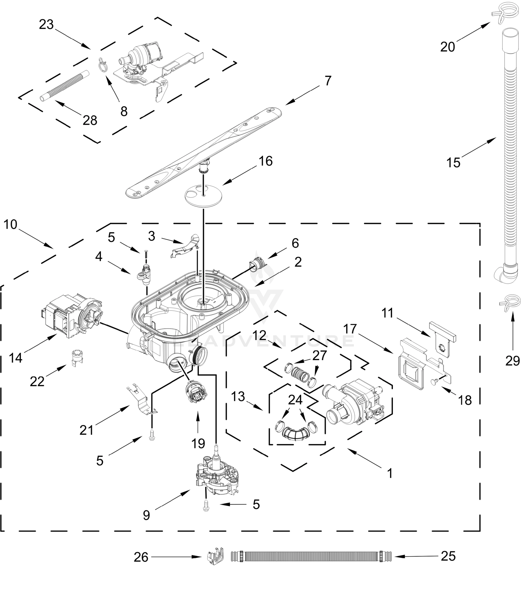 PUMP, WASHARM AND MOTOR PARTS