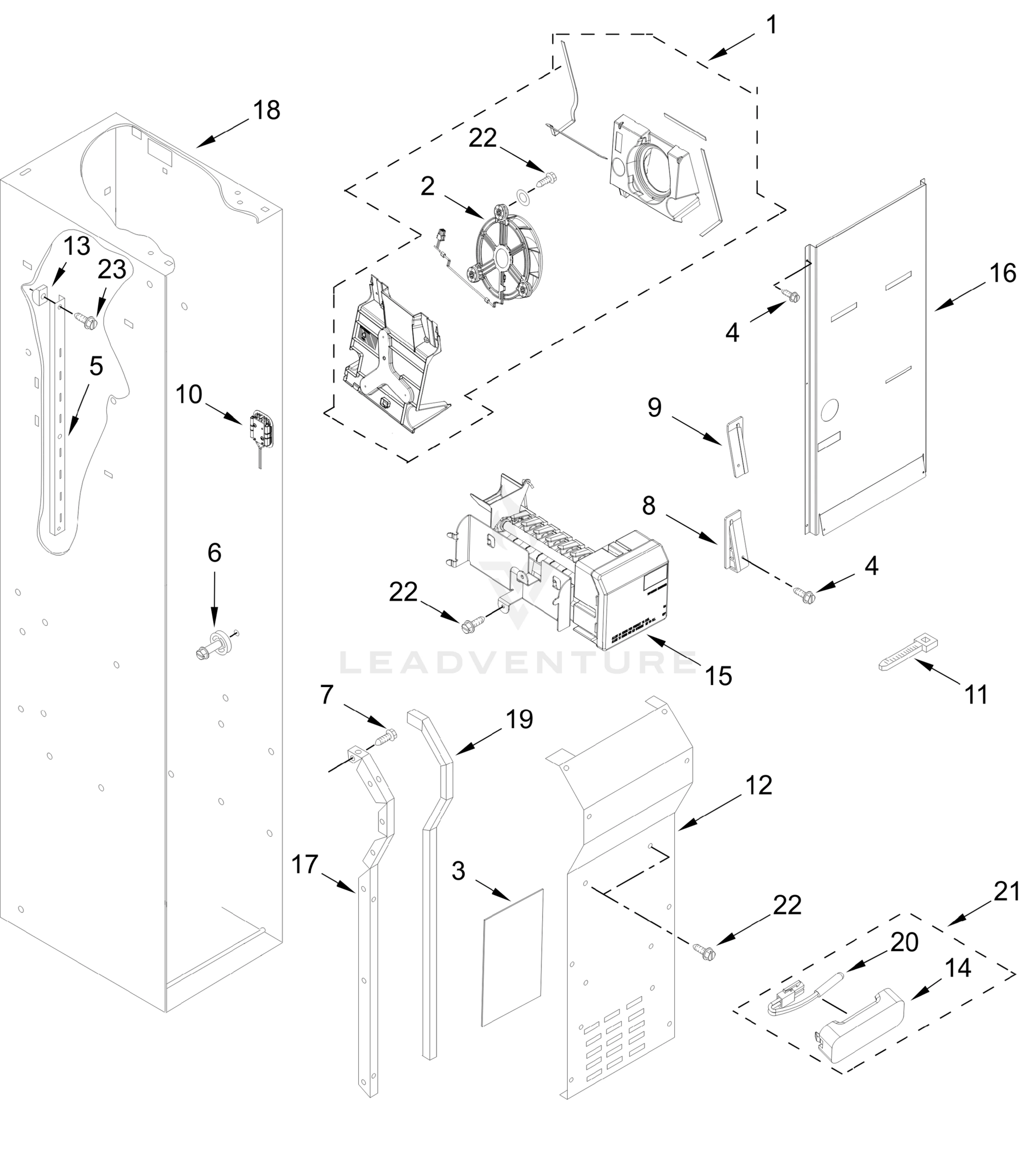FREEZER LINER AND ICEMAKER PARTS