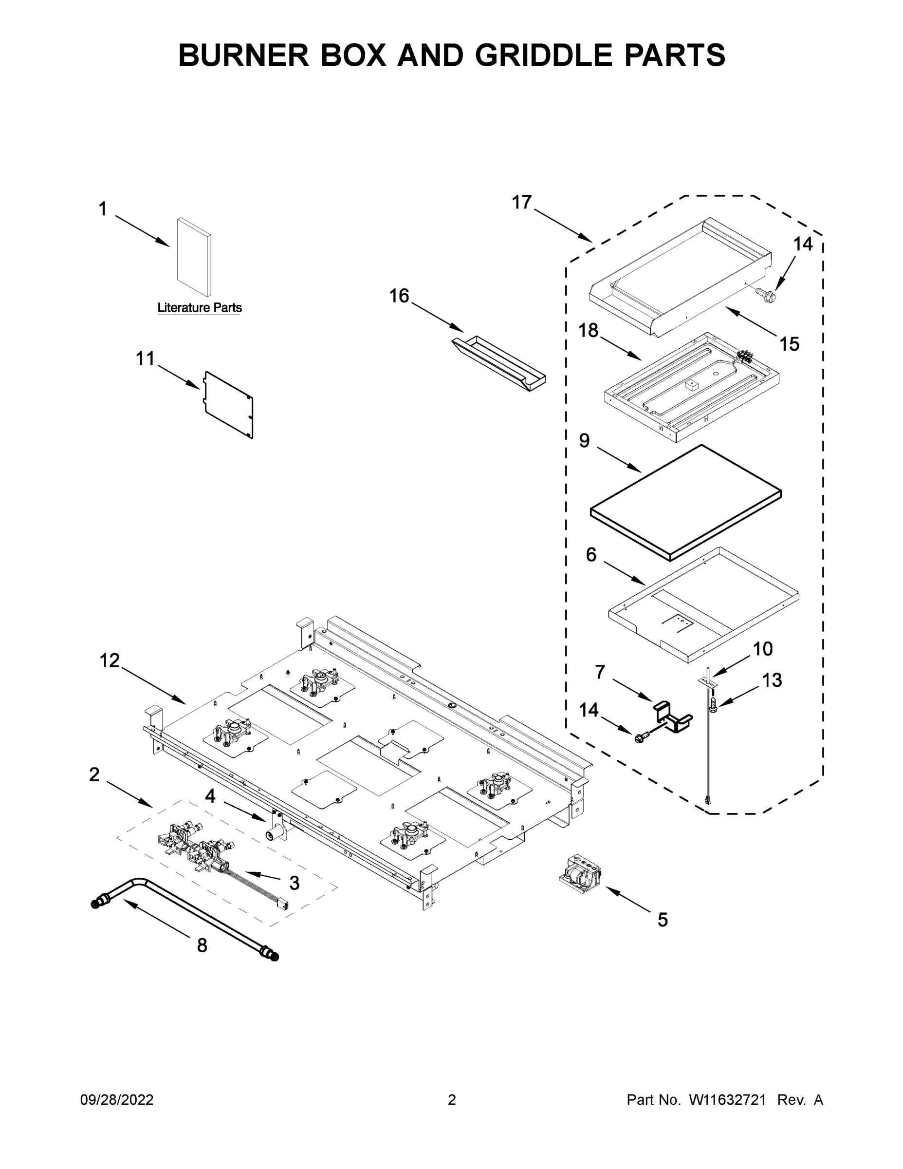 02 - BURNER BOX AND GRIDDLE PARTS