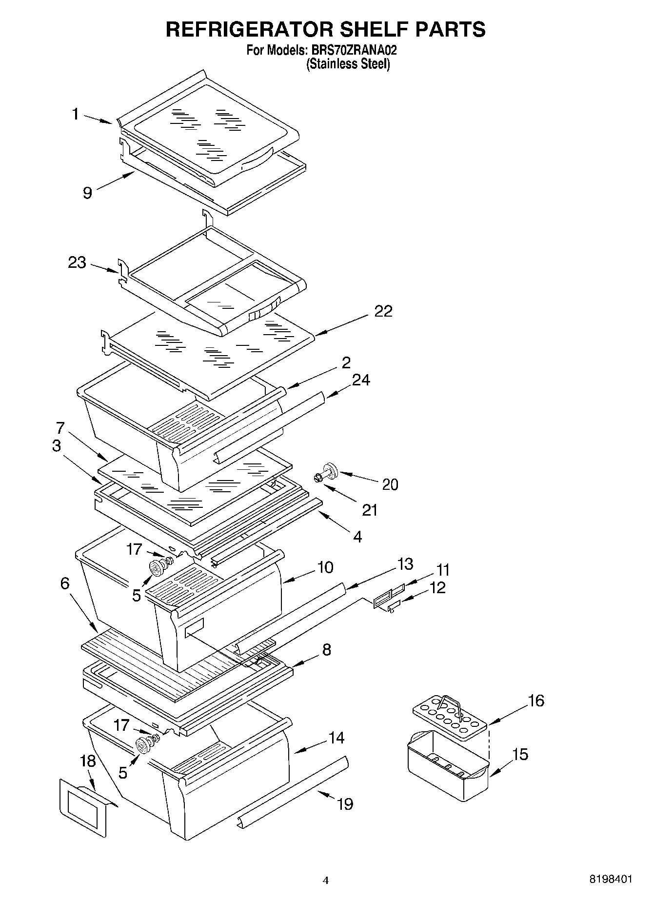 03 - REFRIGERATOR SHELF PARTS